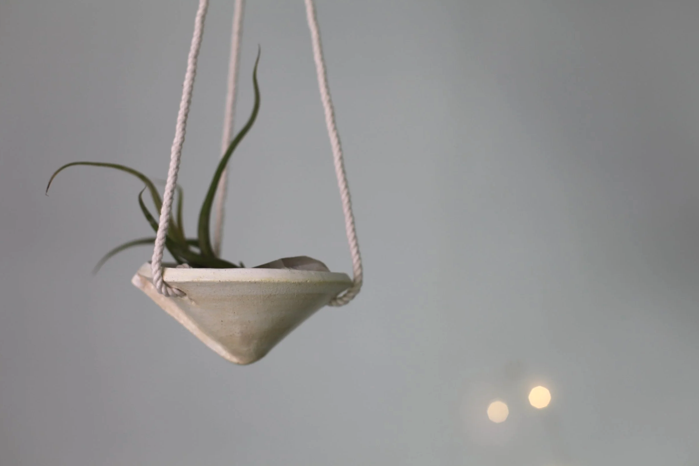 Cream Hanging Planter - small