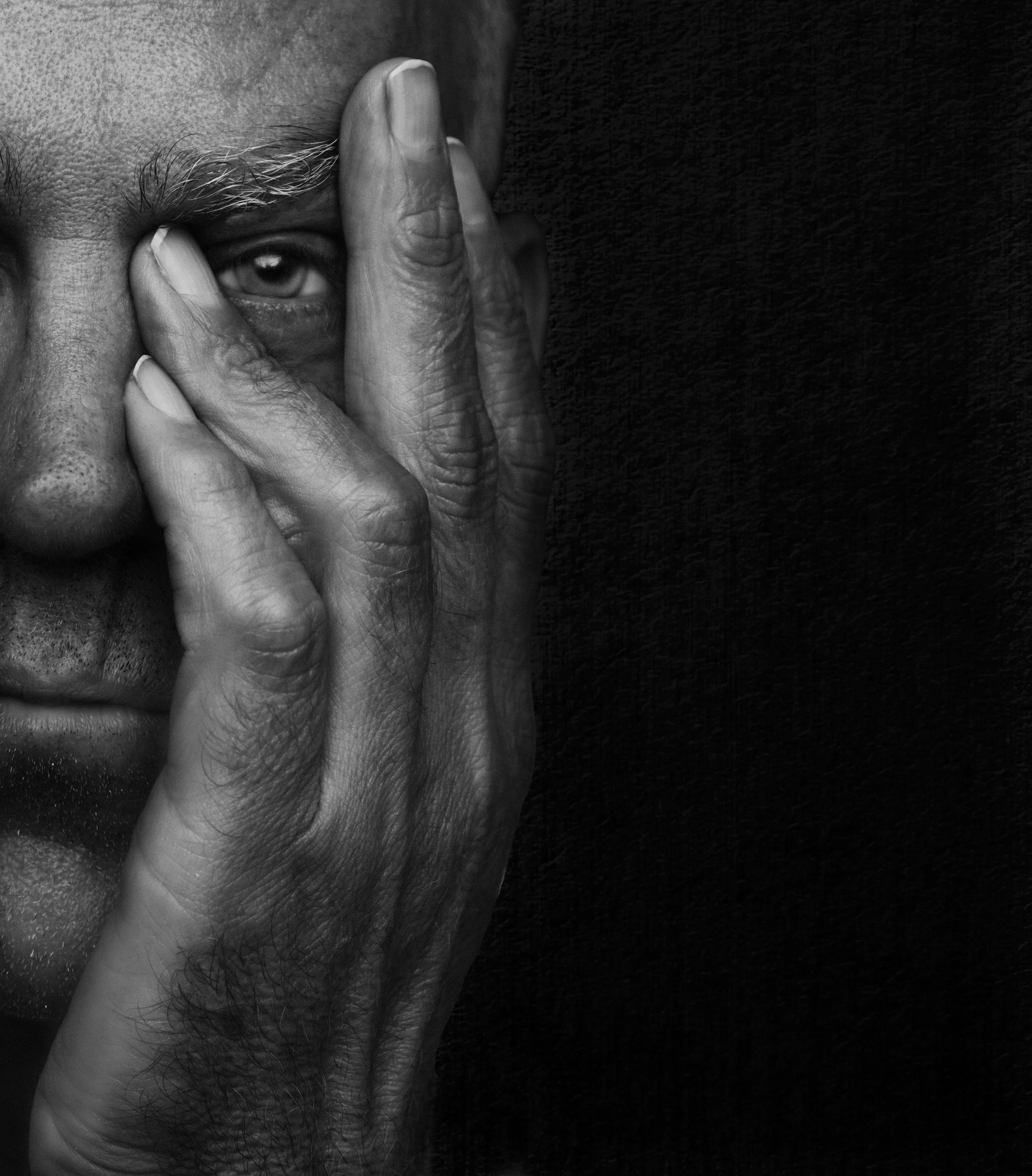 Cinematic black and white self portrait