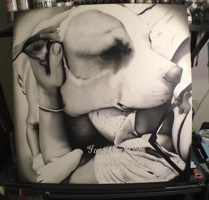 "Storms Love"
Airbrush urethane on canvas 
48"x48"