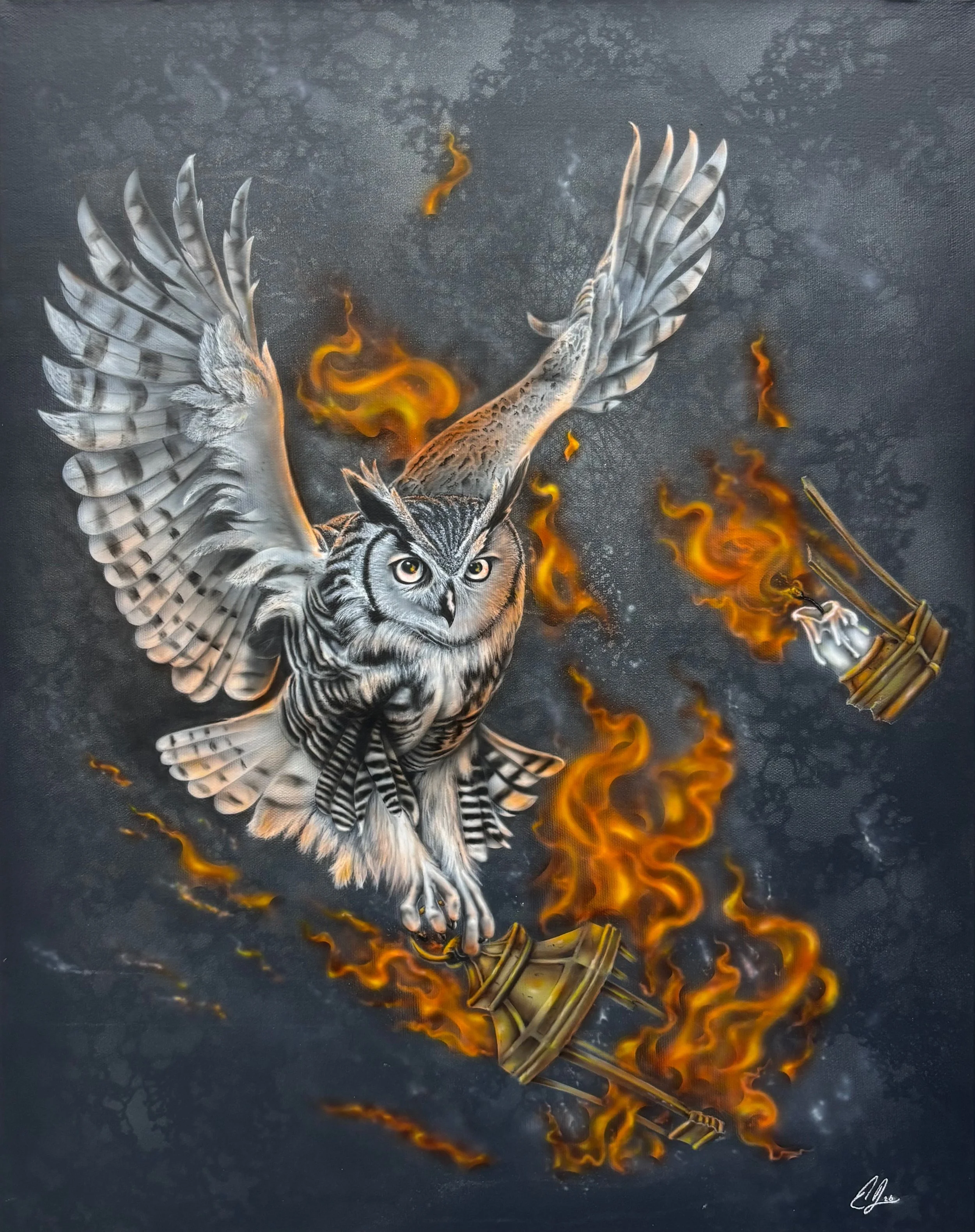 "Silent Wisdom"
airbrush urethane on canvas
24"x18"