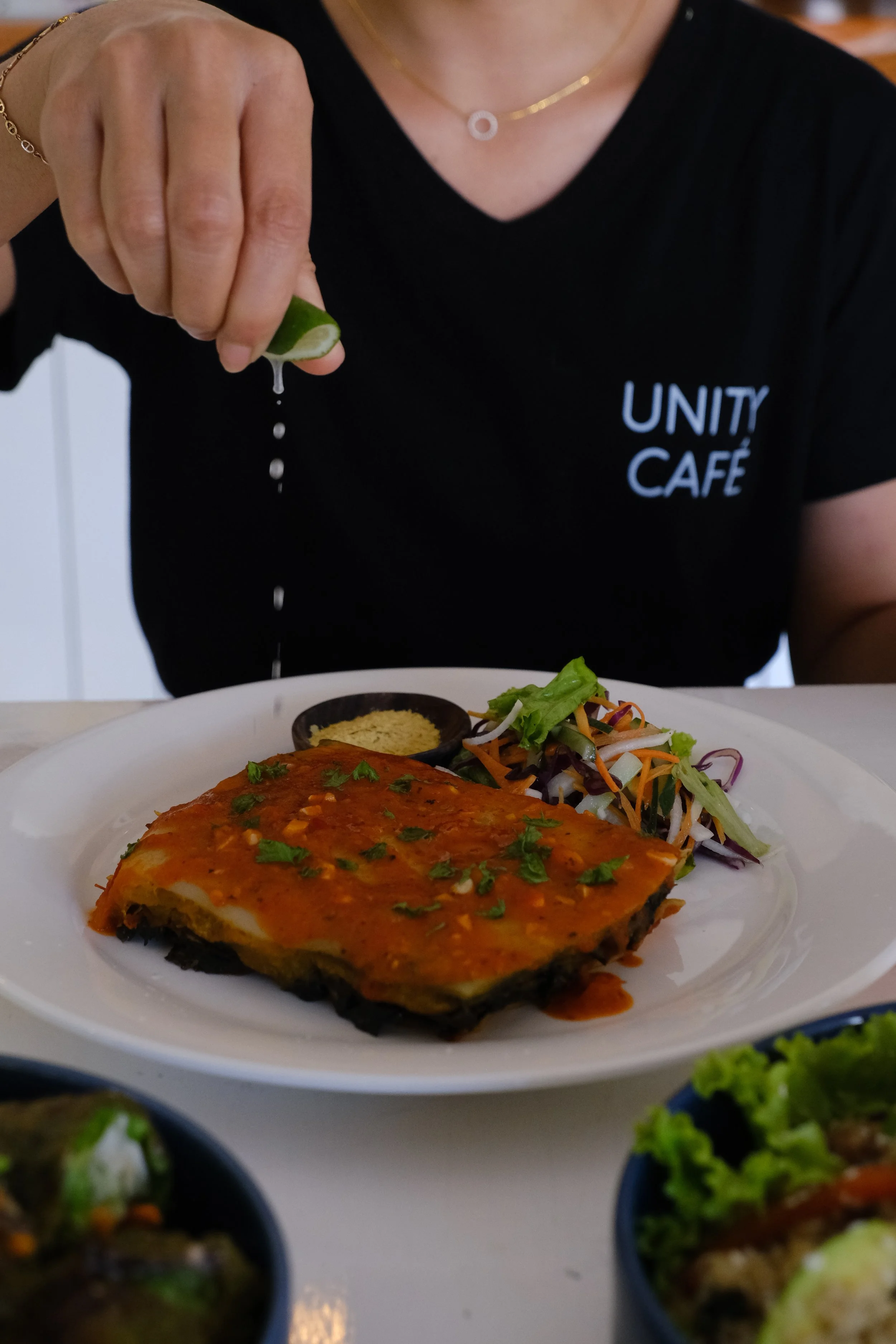 The vegetarian lasagne at Unity Cafe Bali is one of our customer favourites.