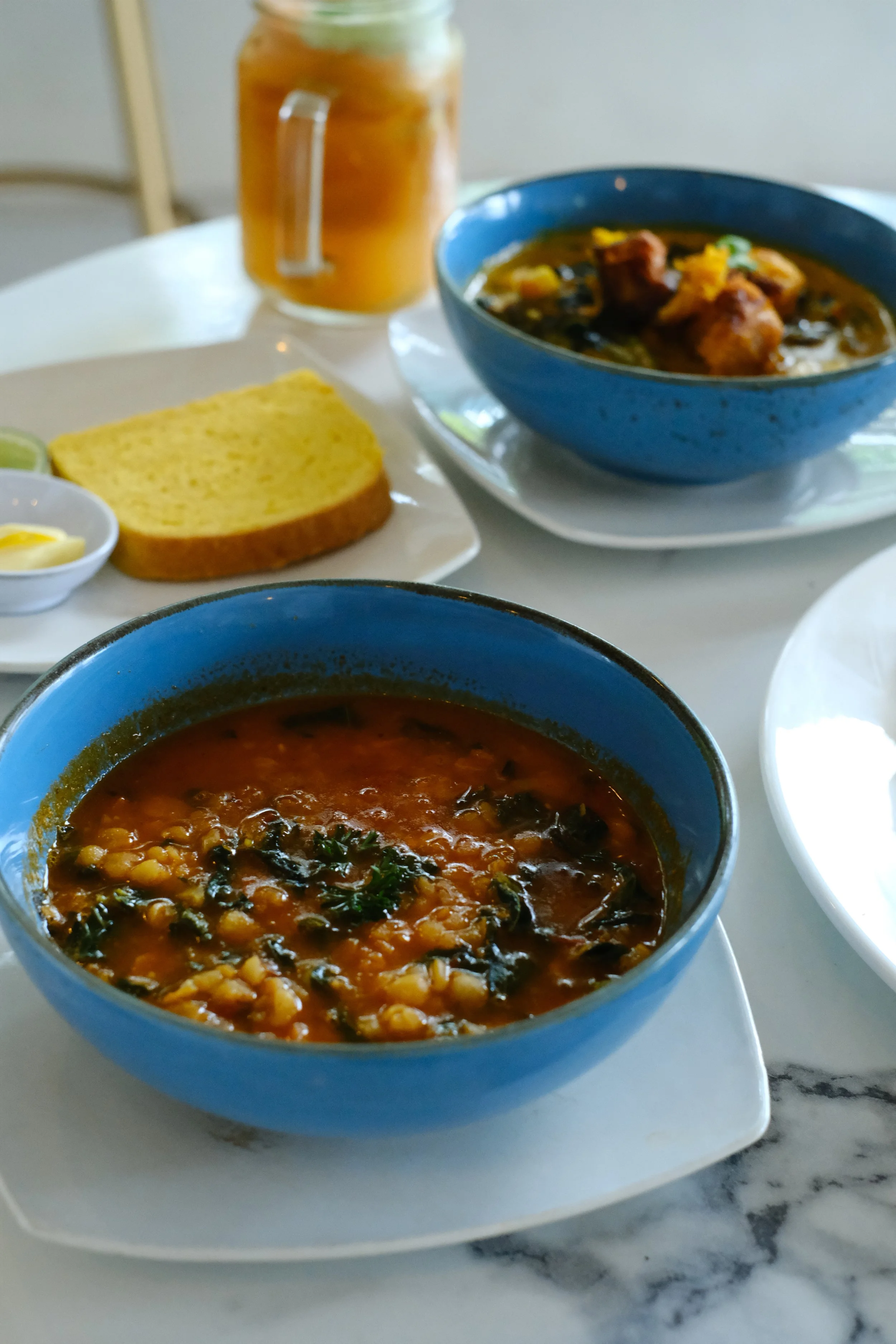 Unity Cafe Tom Yum soup served with gluten free toast.