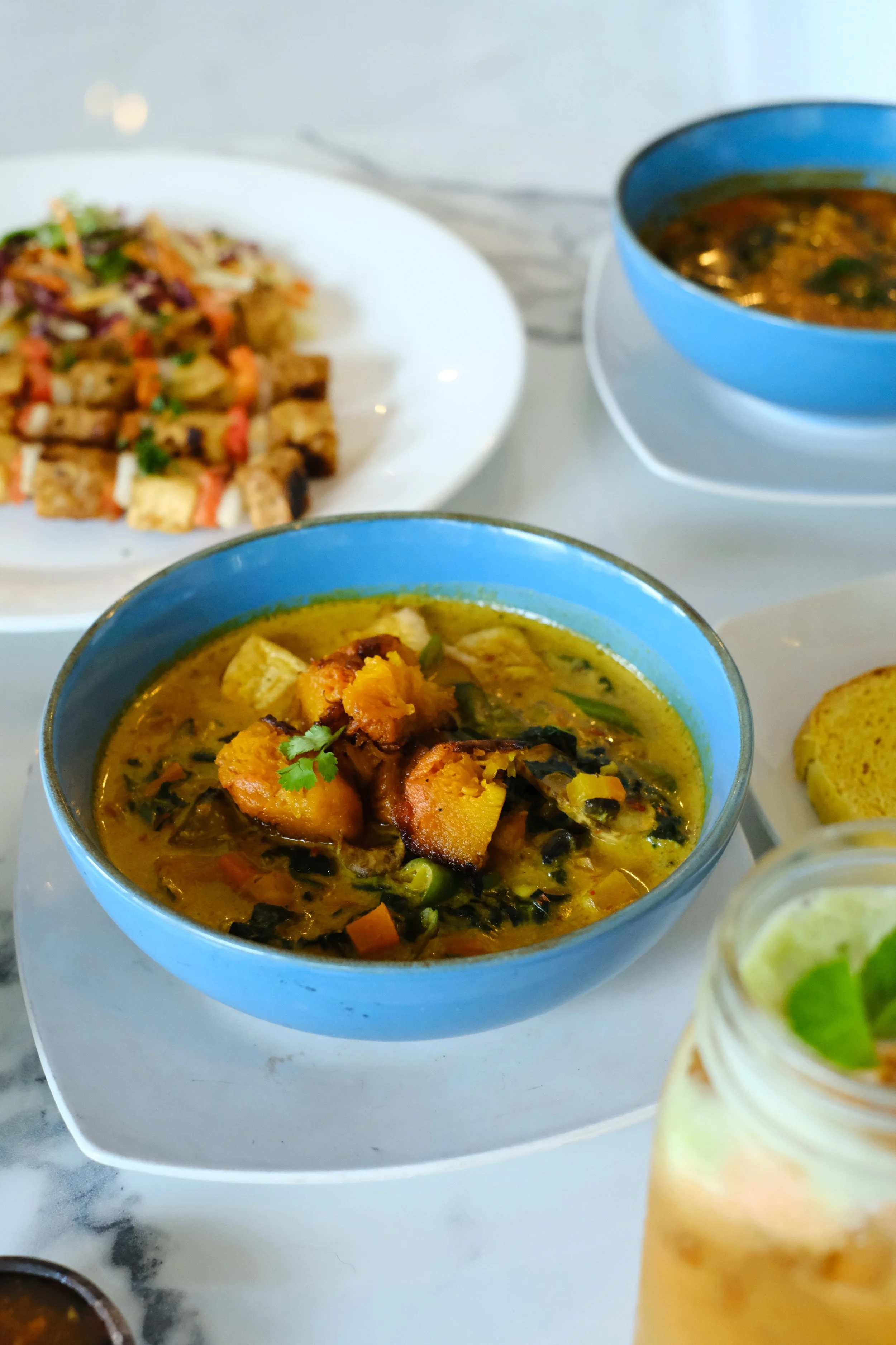 Unity Cafe offers delicious soups and a vegatable curry served with red rice.