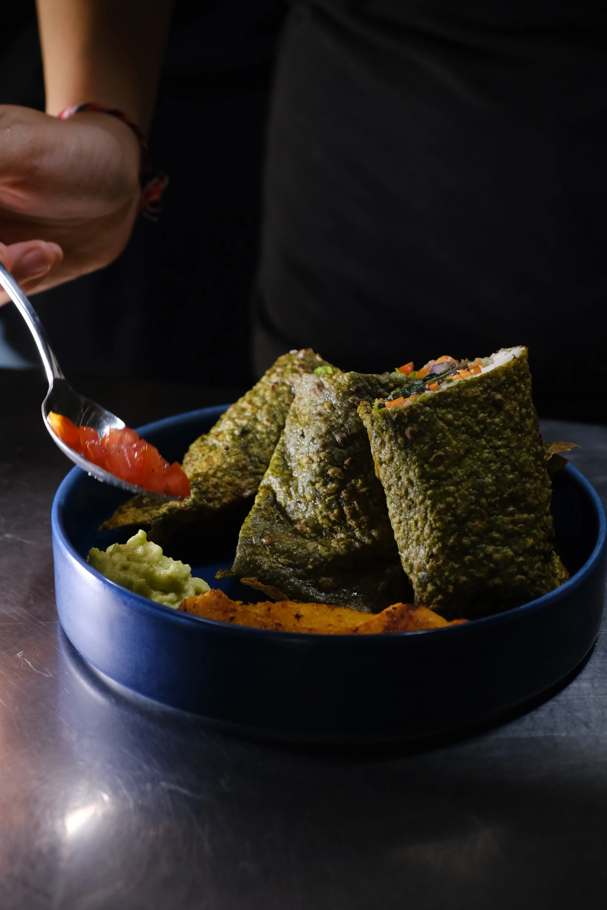 Unity Cafe Bali has a range of healthy lunch options including our delicious spinach wrap.