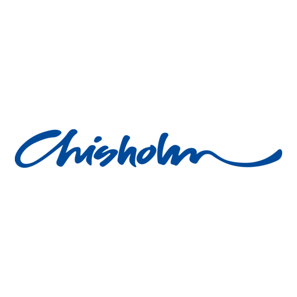 The logo of Chisholm written in blue cursive font on a white background.