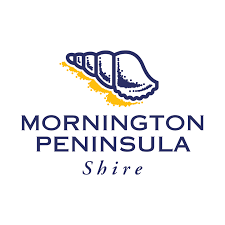 Logo of Mornington Peninsula Shire featuring a stylized shoe with a trail of yellow dust.