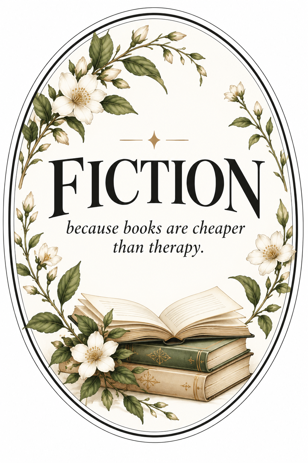 Fiction Is Cheaper Than Therapy Vinyl Sticker