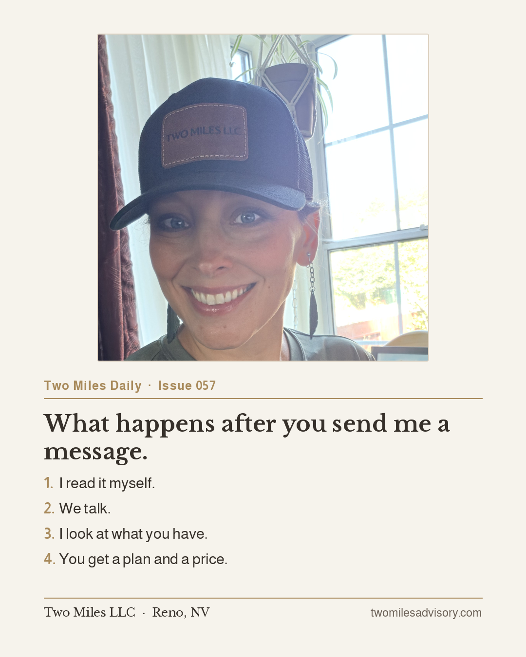 Two Miles Daily, Issue 057: What Happens After You Send Me a Message