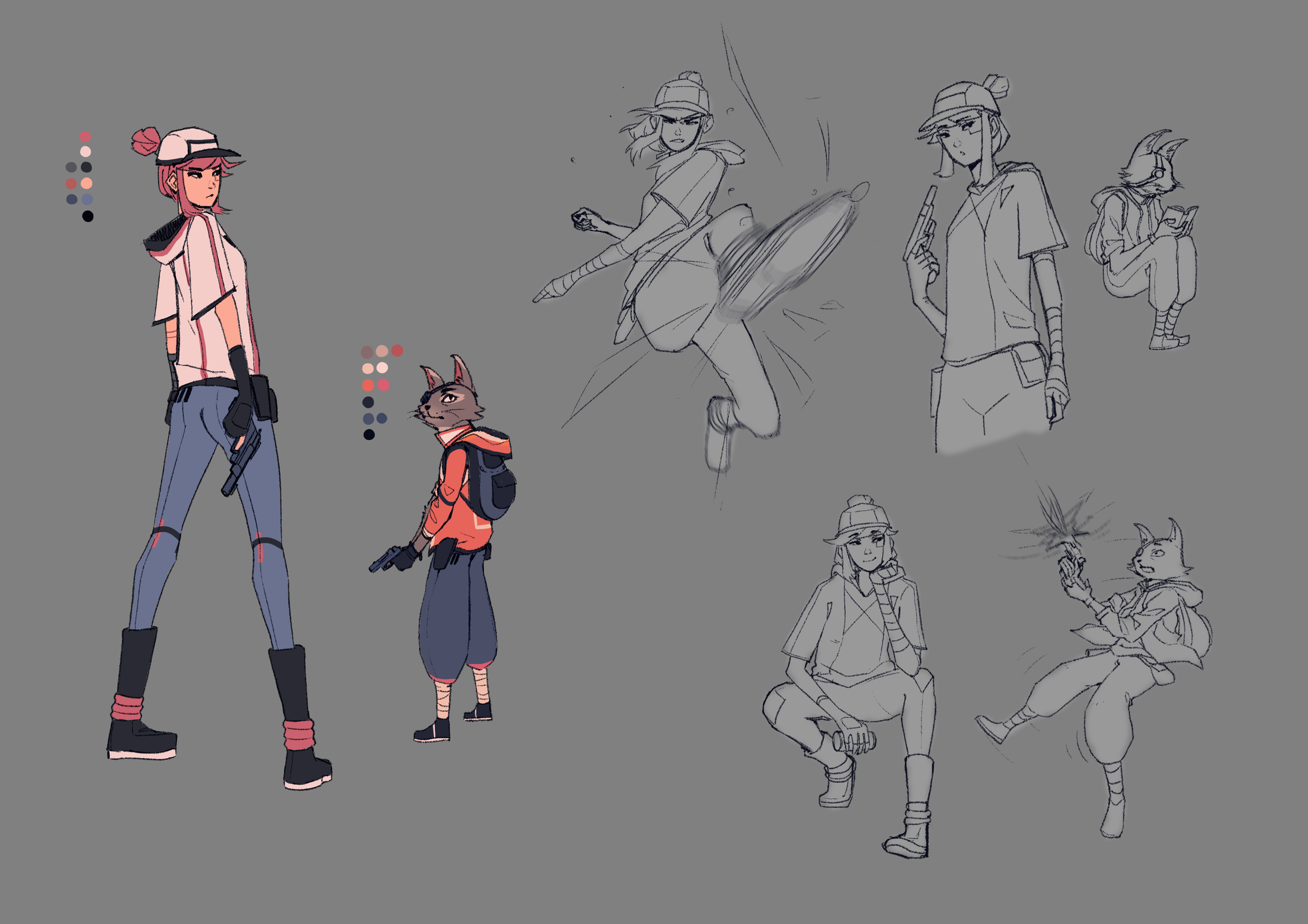 Planche de concept art des personnages de la BD "GENESIS".