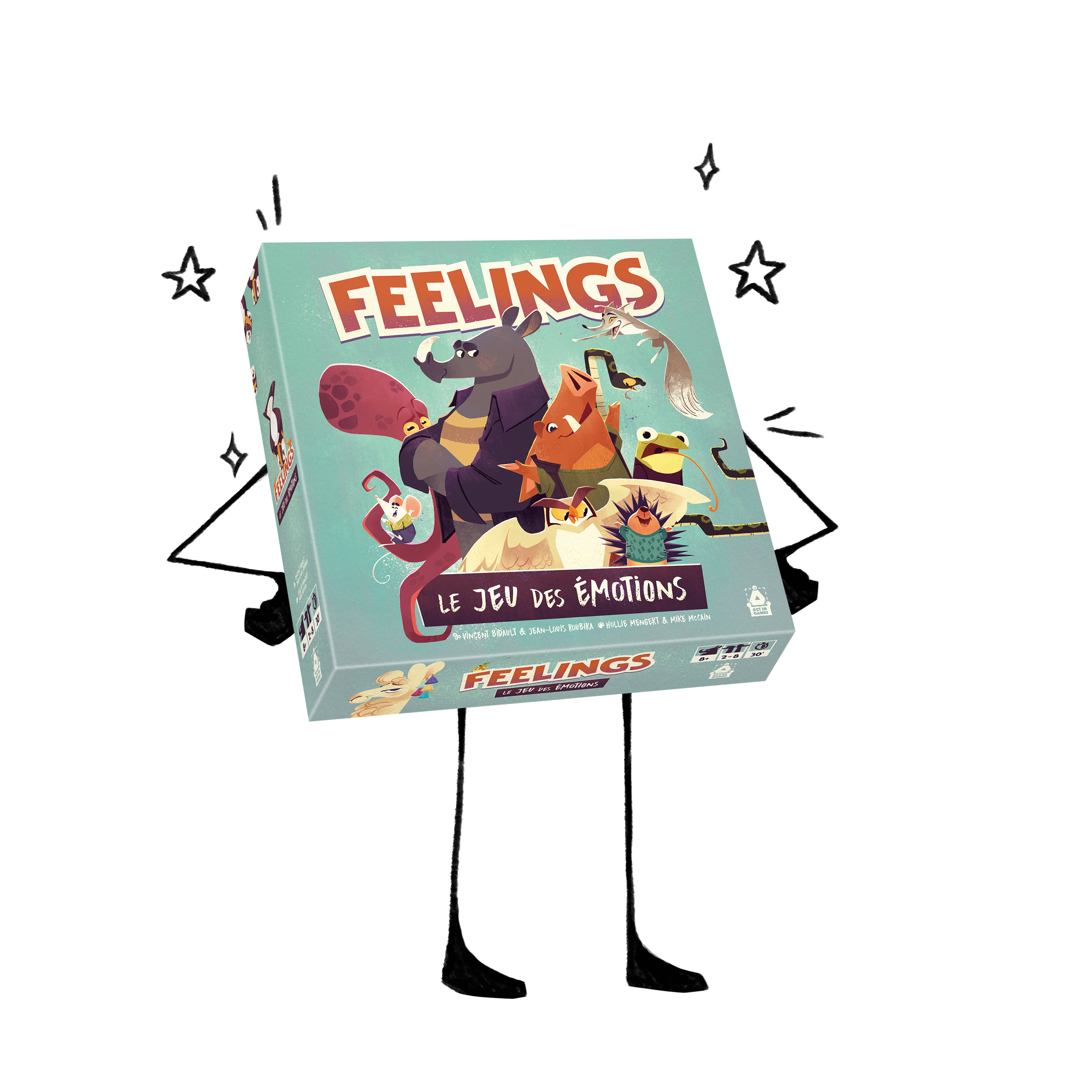 Jeu de société "Feelings" humanisé pour le projet BD du stage de Neytix chez Act In Games.
