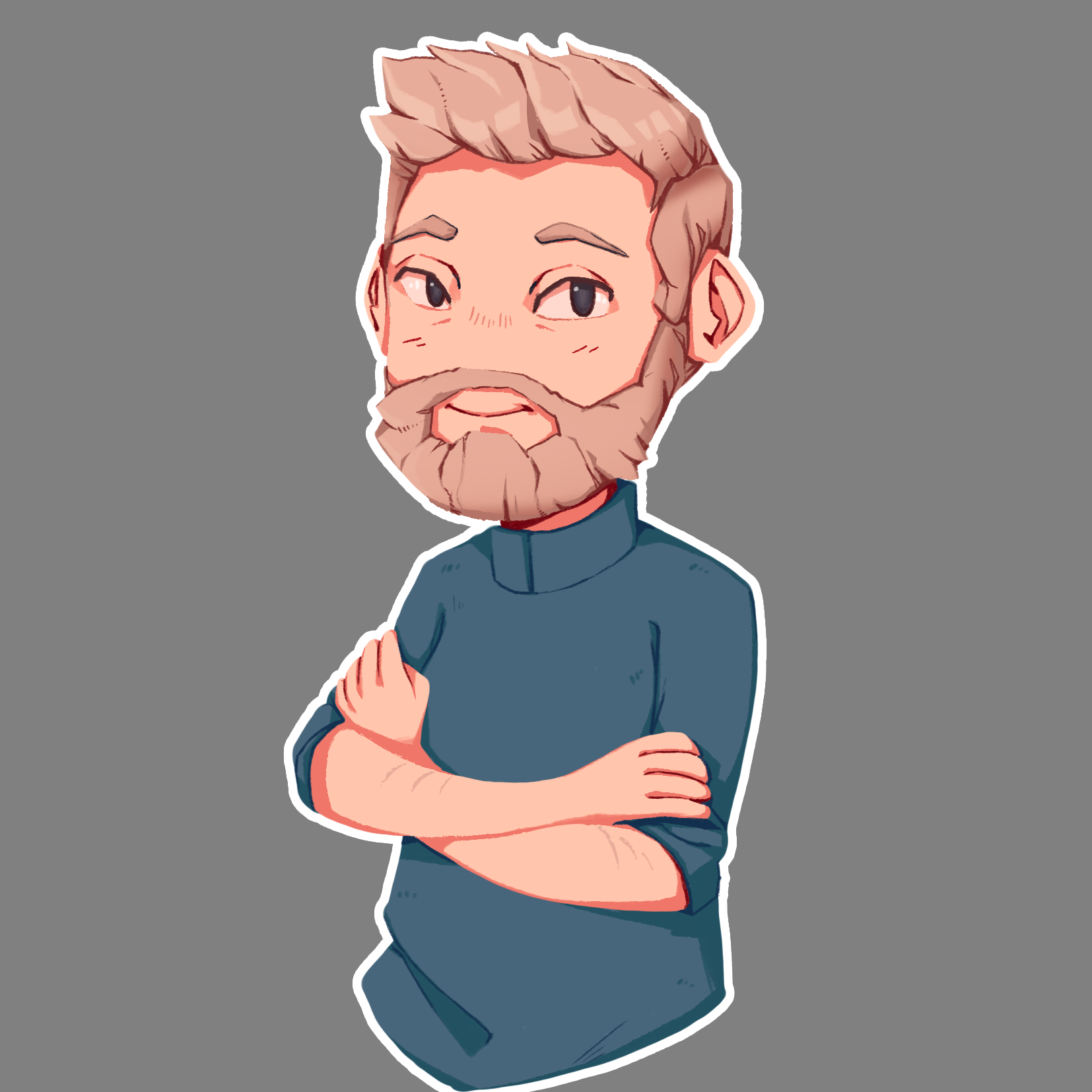 Illustration de Neytix pour le projet BD de son stage, représentant Thibaut de l'équipe de Act In Games dans une pose détendue.