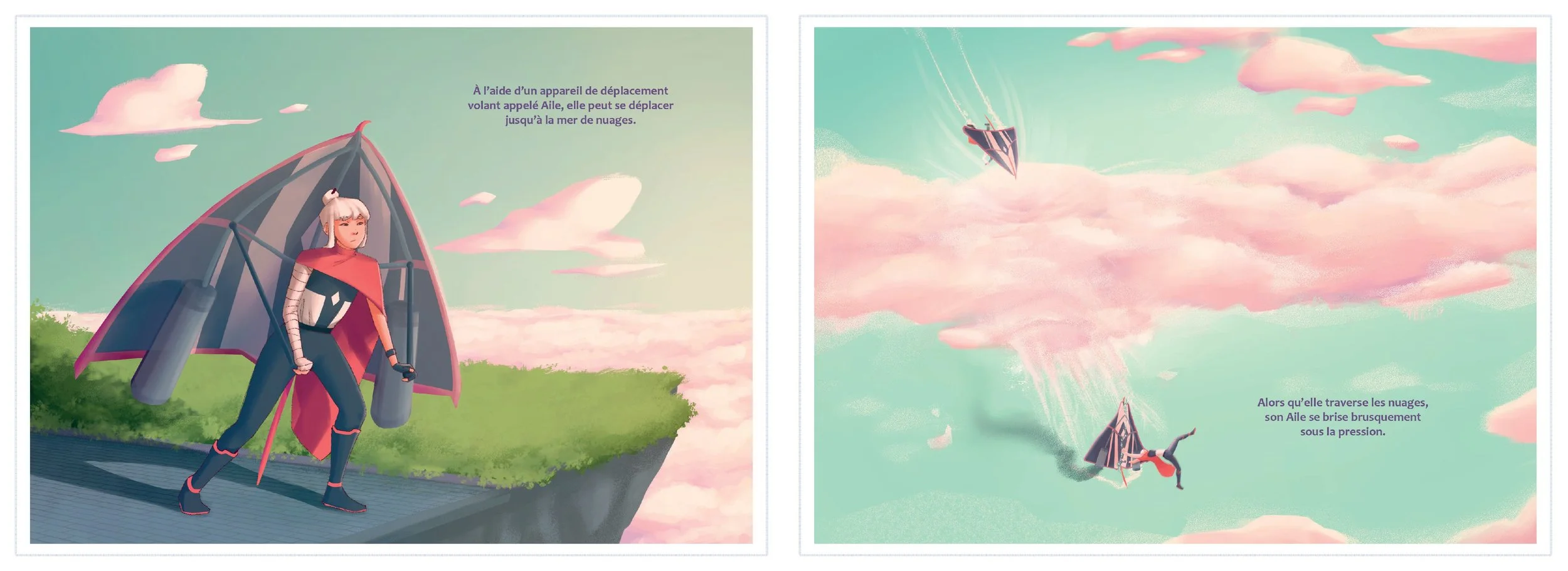 Page d'illustrations provenant du livre d'illustration "Au-delà des nuages" par Laurent Degreve aka Neytix.