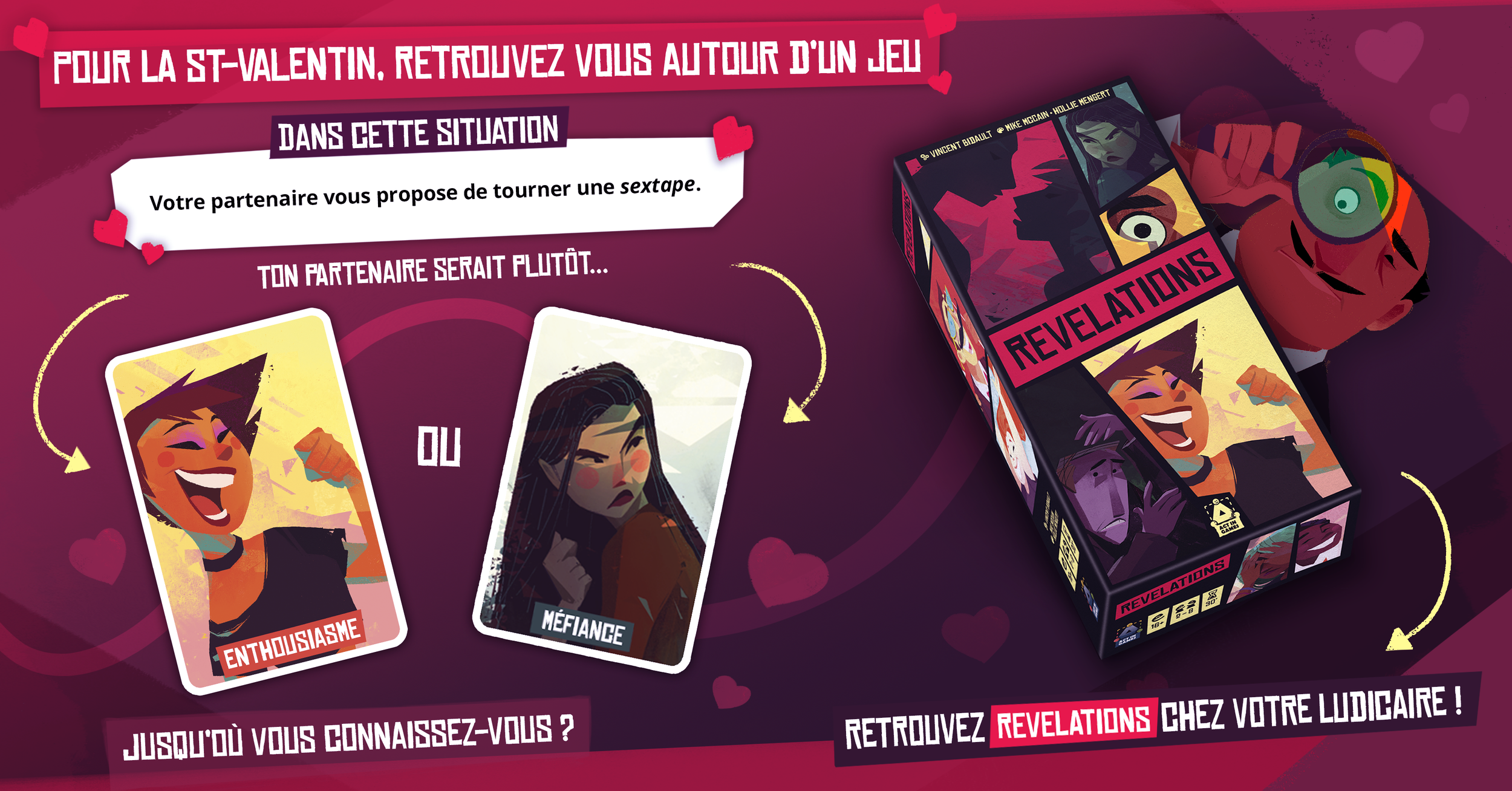 Bannière (communiqué de presse) du jeu "Révélations" pour la Saint-Valentin