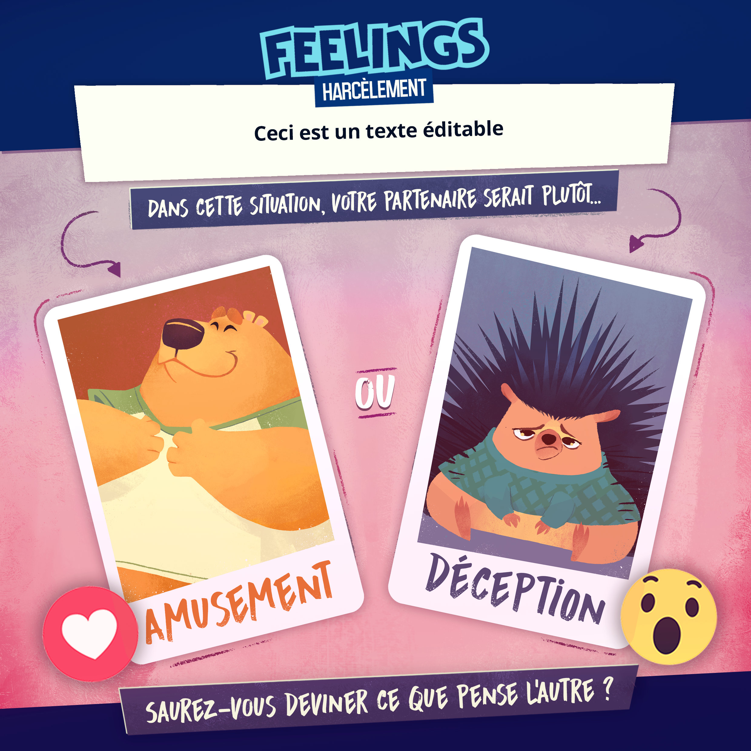 Design visuel du jeu "Feelings" destiné aux réseaux