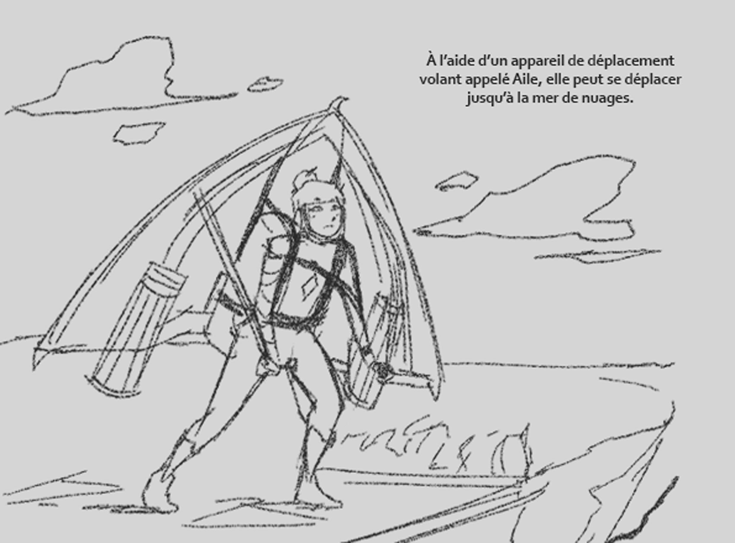 Croquis réalisé pour la planification des cases du livre d'illustration "Au-delà des nuages" par Laurent Degreve aka Neytix.