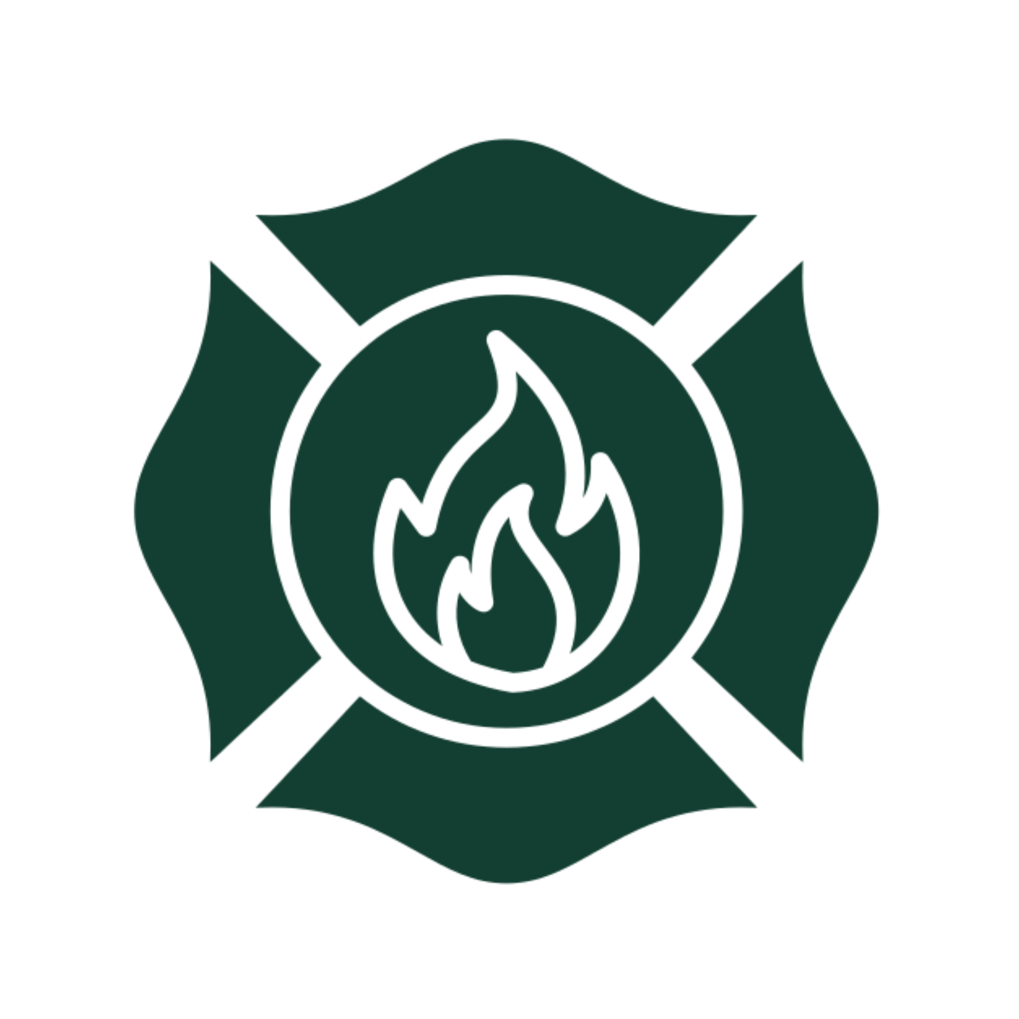 Firefighter badge icon representing firefighter-led expertise