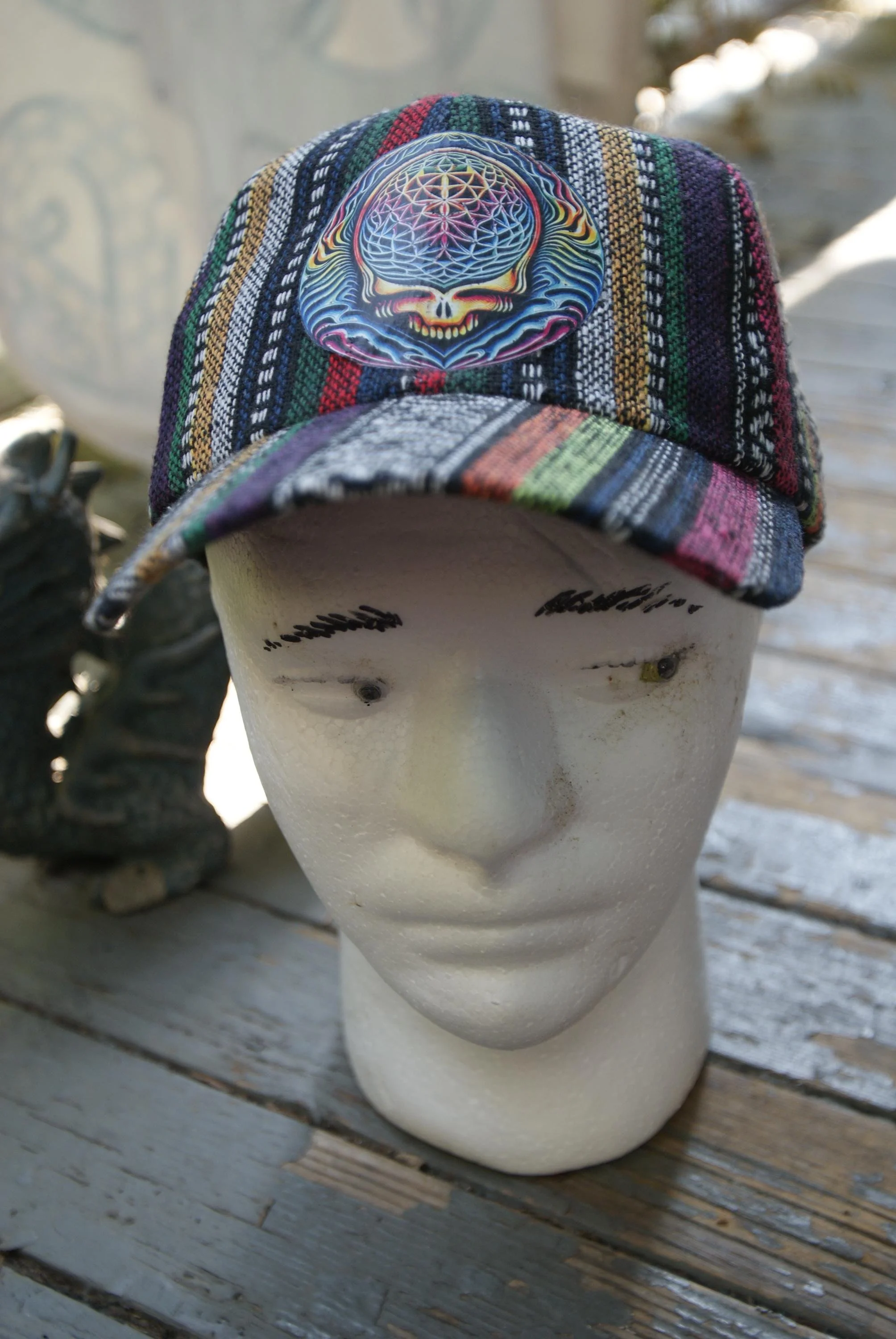 Boho Classic Cosmic Stealie Cap, Grateful Dead Inspired Psychedelic Hat, Steal Your Face Deadhead Festival Bohemian Cap