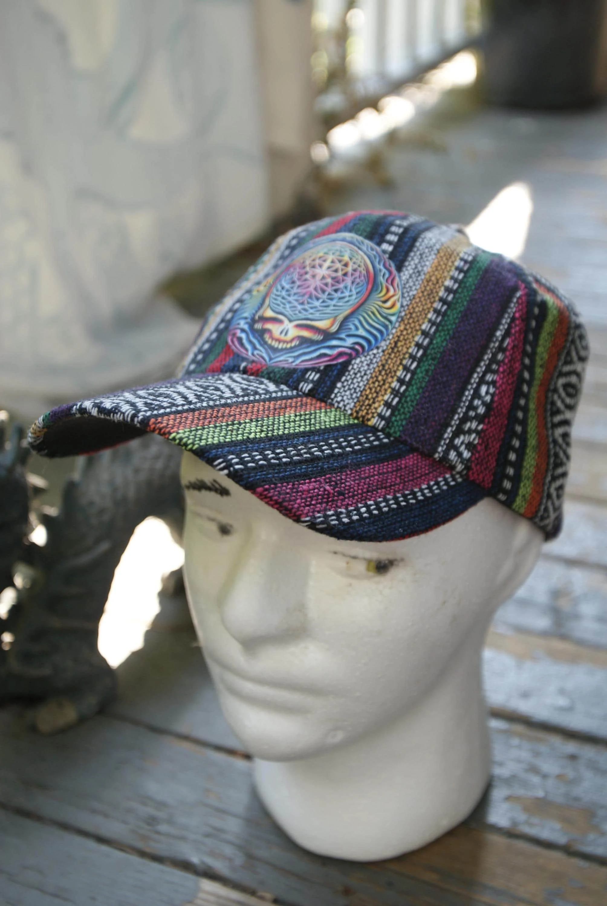 Boho Classic Cosmic Stealie Cap, Grateful Dead Inspired Psychedelic Hat, Steal Your Face Deadhead Festival Bohemian Cap