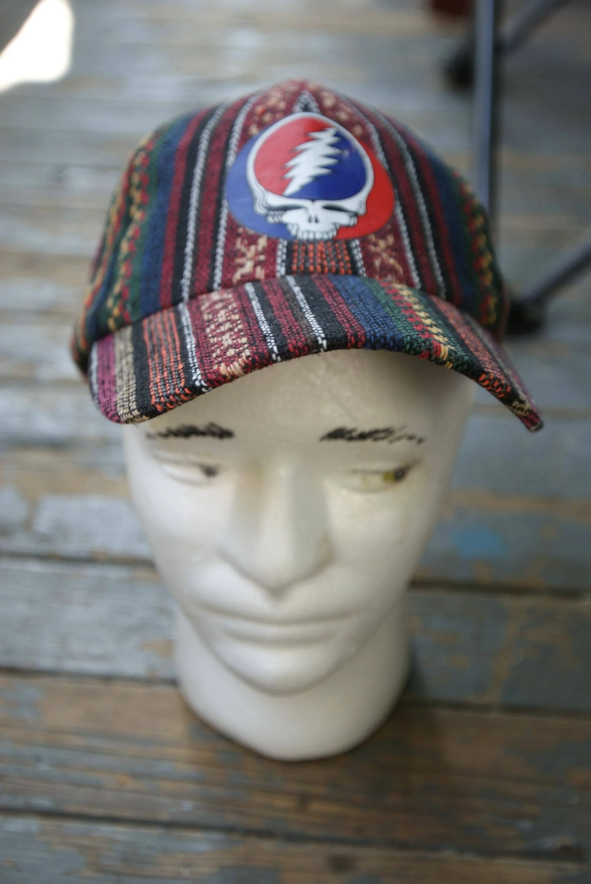 Boho Classic Steal Your Face Cap, Grateful Dead Inspired Deadhead Hat, Psychedelic Bohemian Festival Cap, Casual Concert Ha