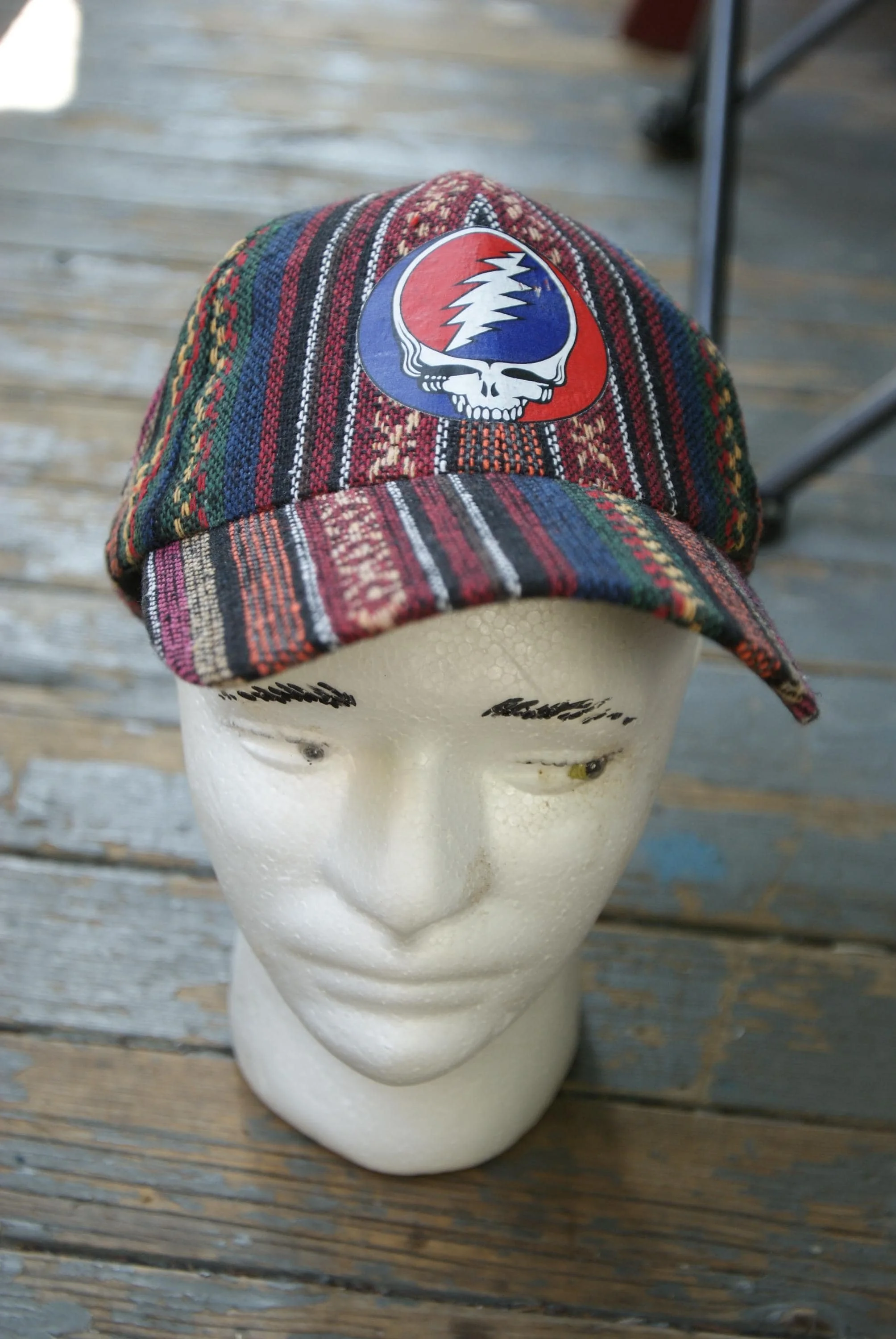 Boho Classic Steal Your Face Cap, Grateful Dead Inspired Deadhead Hat, Psychedelic Bohemian Festival Cap, Casual Concert Ha
