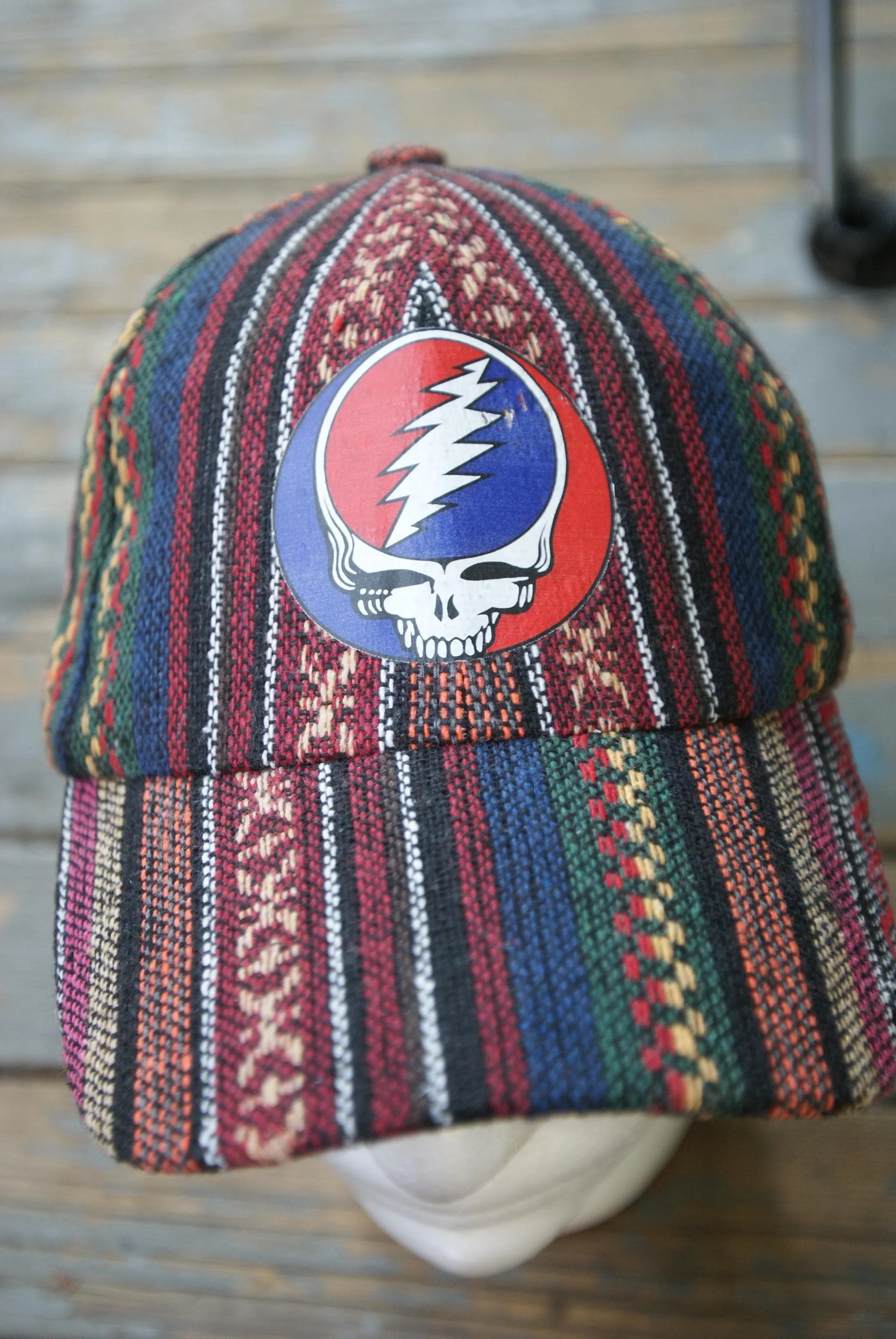 Boho Classic Steal Your Face Cap, Grateful Dead Inspired Deadhead Hat, Psychedelic Bohemian Festival Cap, Casual Concert Ha