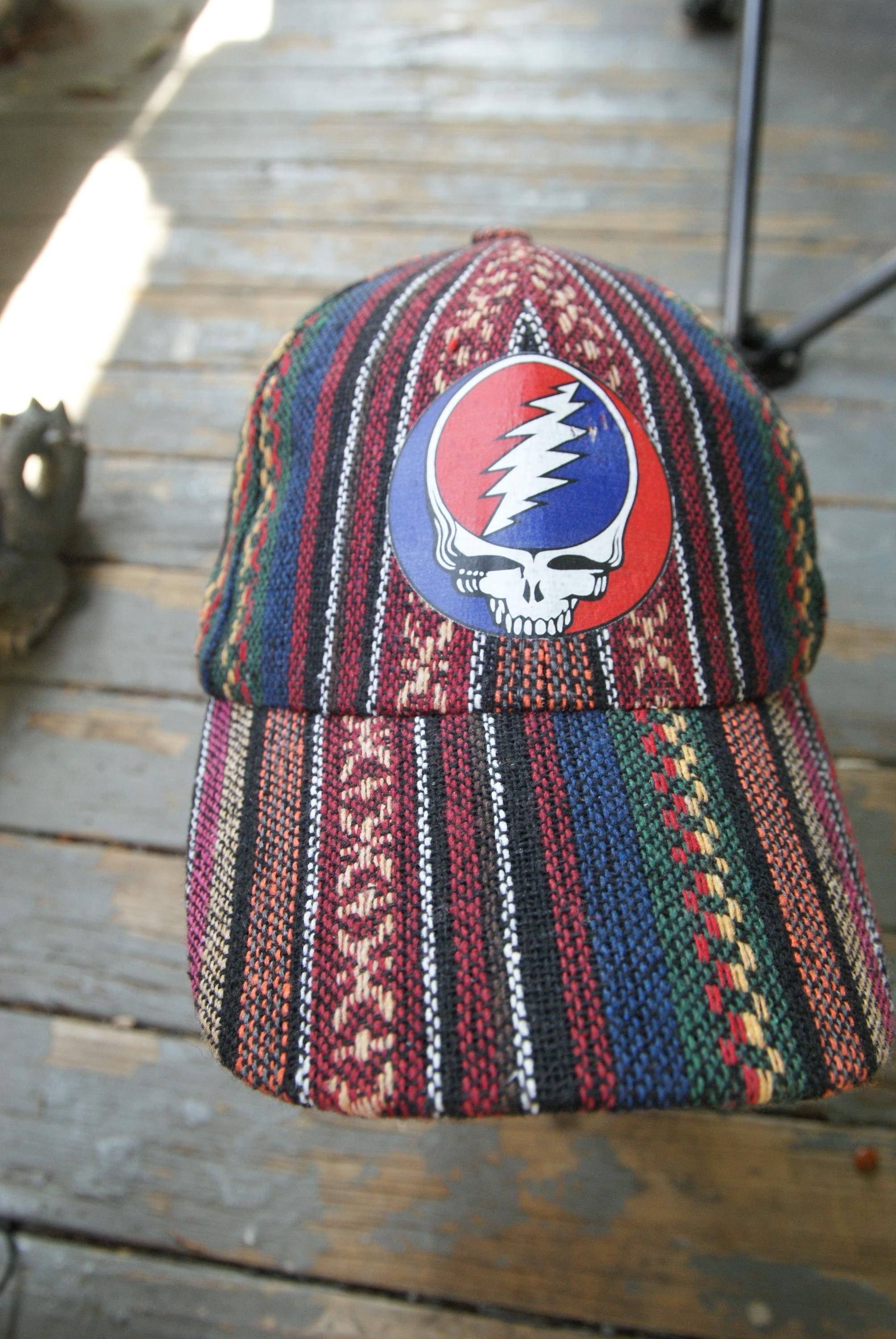 Boho Classic Steal Your Face Cap, Grateful Dead Inspired Deadhead Hat, Psychedelic Bohemian Festival Cap, Casual Concert Ha