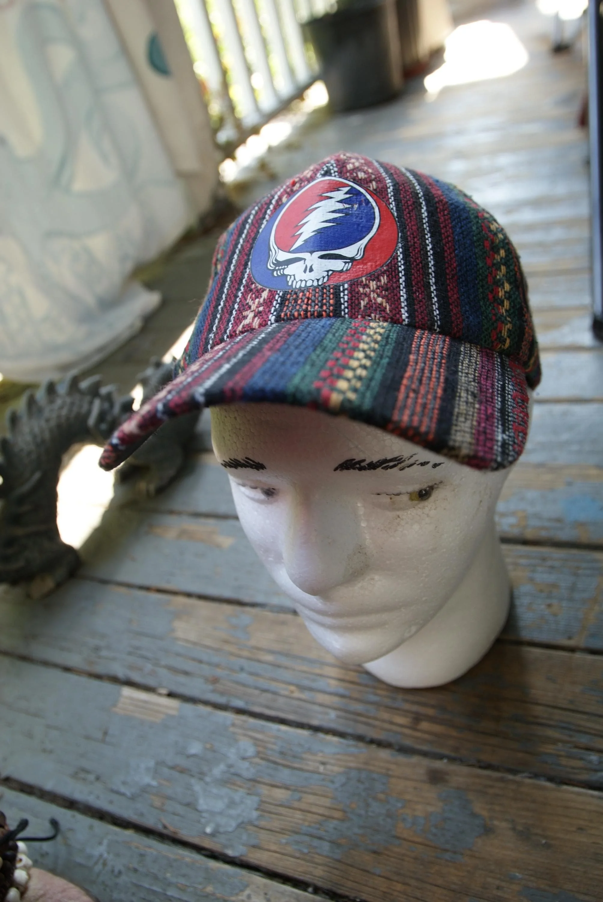 Boho Classic Steal Your Face Cap, Grateful Dead Inspired Deadhead Hat, Psychedelic Bohemian Festival Cap, Casual Concert Ha