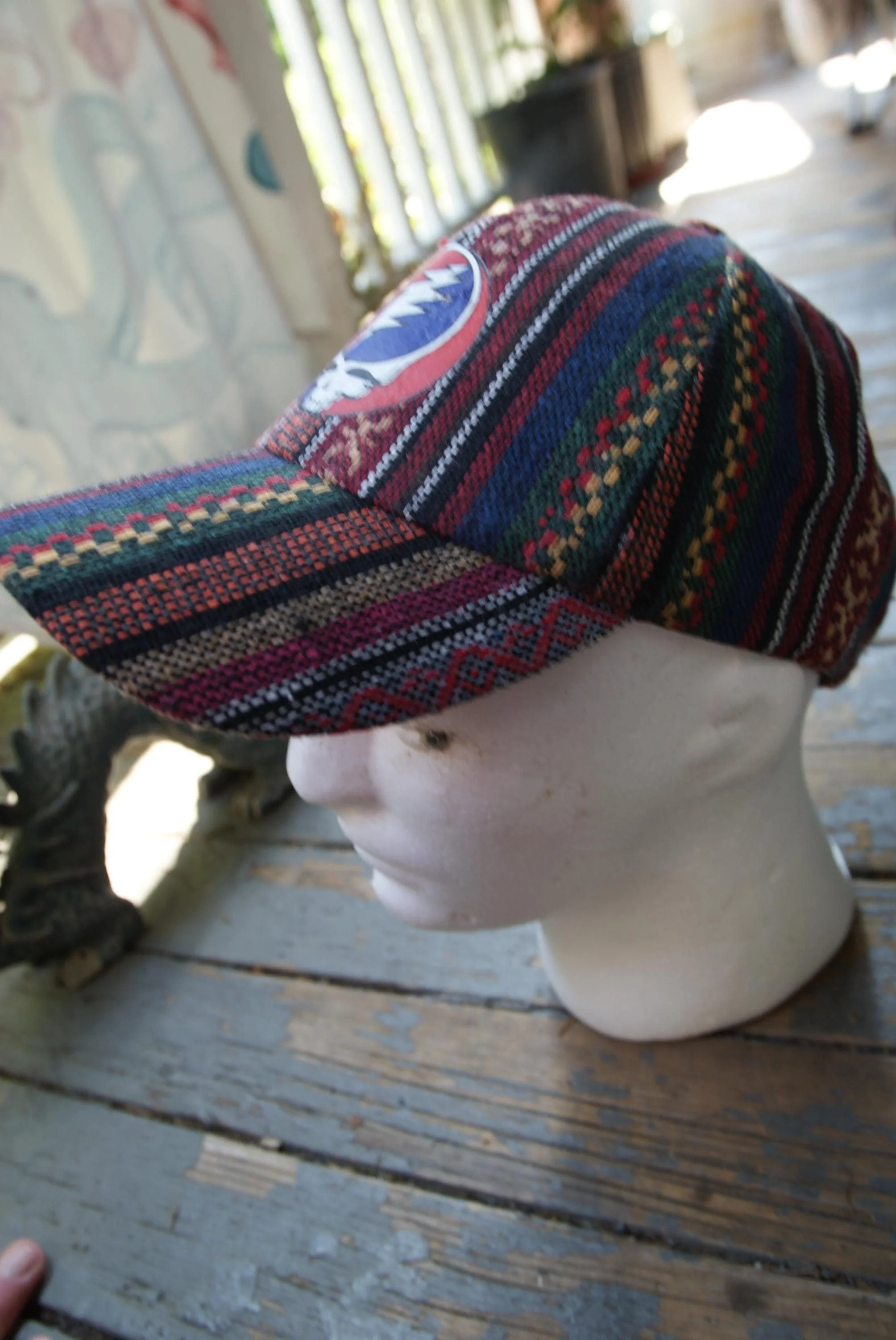 Boho Classic Steal Your Face Cap, Grateful Dead Inspired Deadhead Hat, Psychedelic Bohemian Festival Cap, Casual Concert Ha