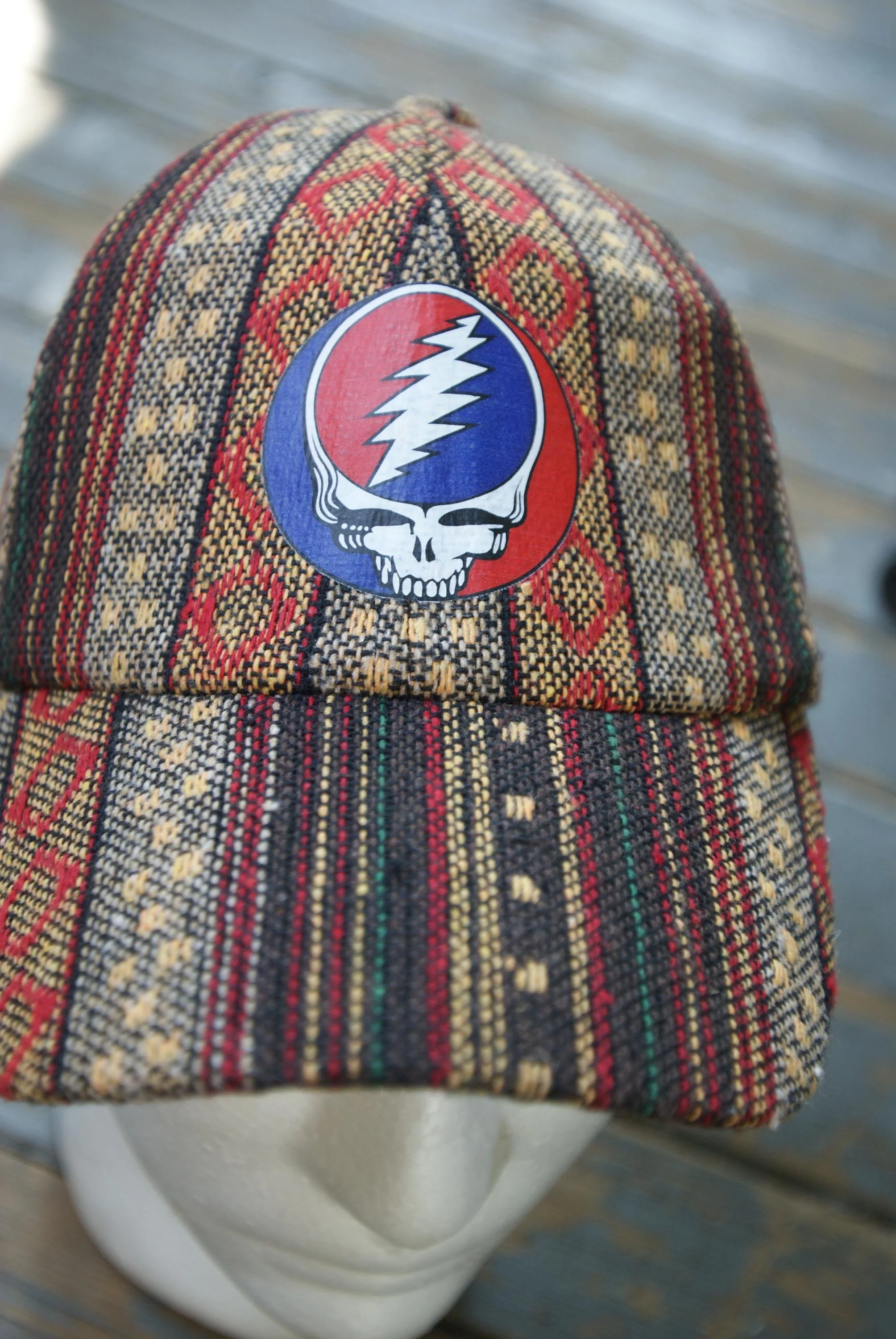 Grateful Dead Stealie Cap Boho Style | Upcycled Deadhead Hat | Adjustable Festival Cap | Clean Statement Headwear