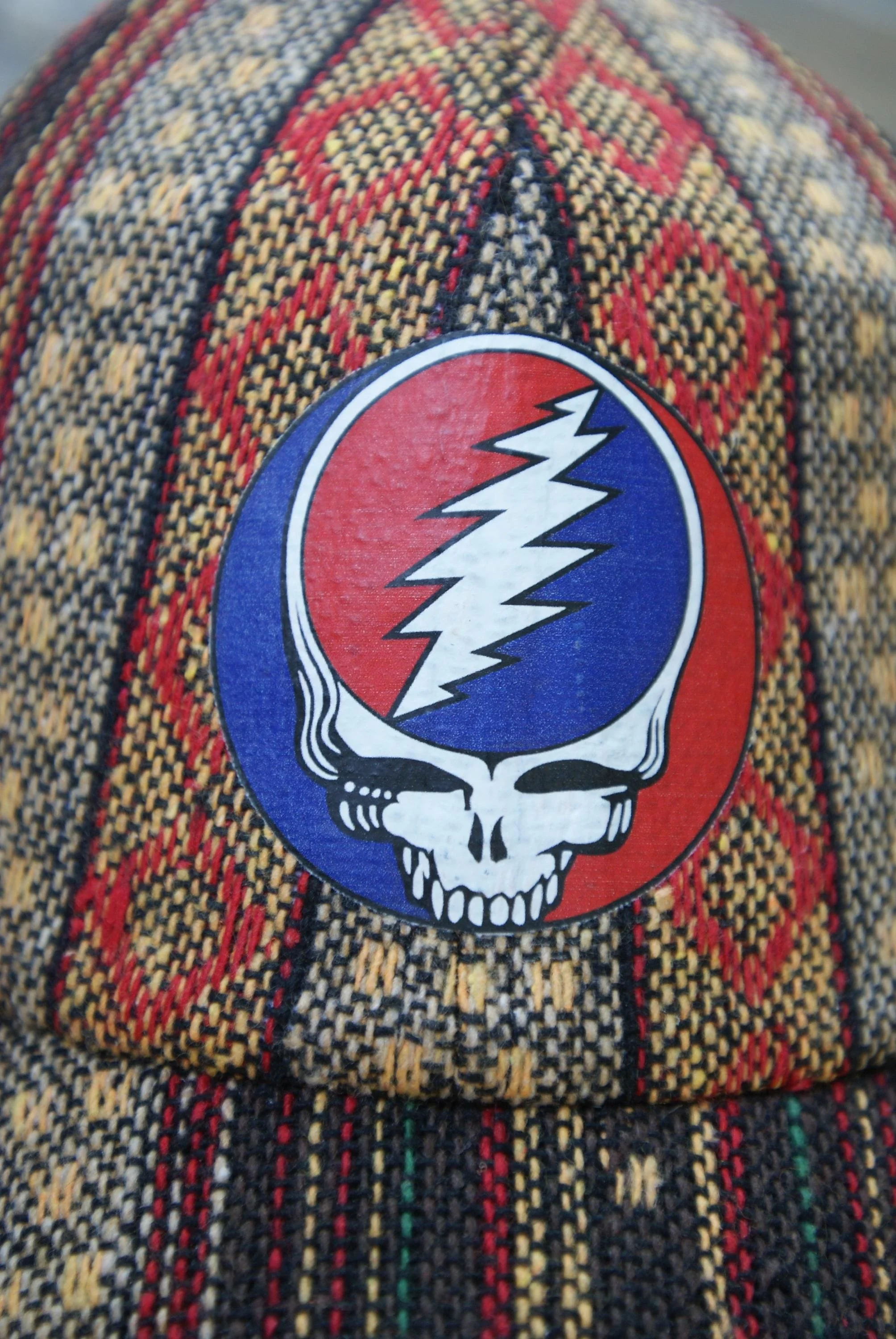 Grateful Dead Stealie Cap Boho Style | Upcycled Deadhead Hat | Adjustable Festival Cap | Clean Statement Headwear