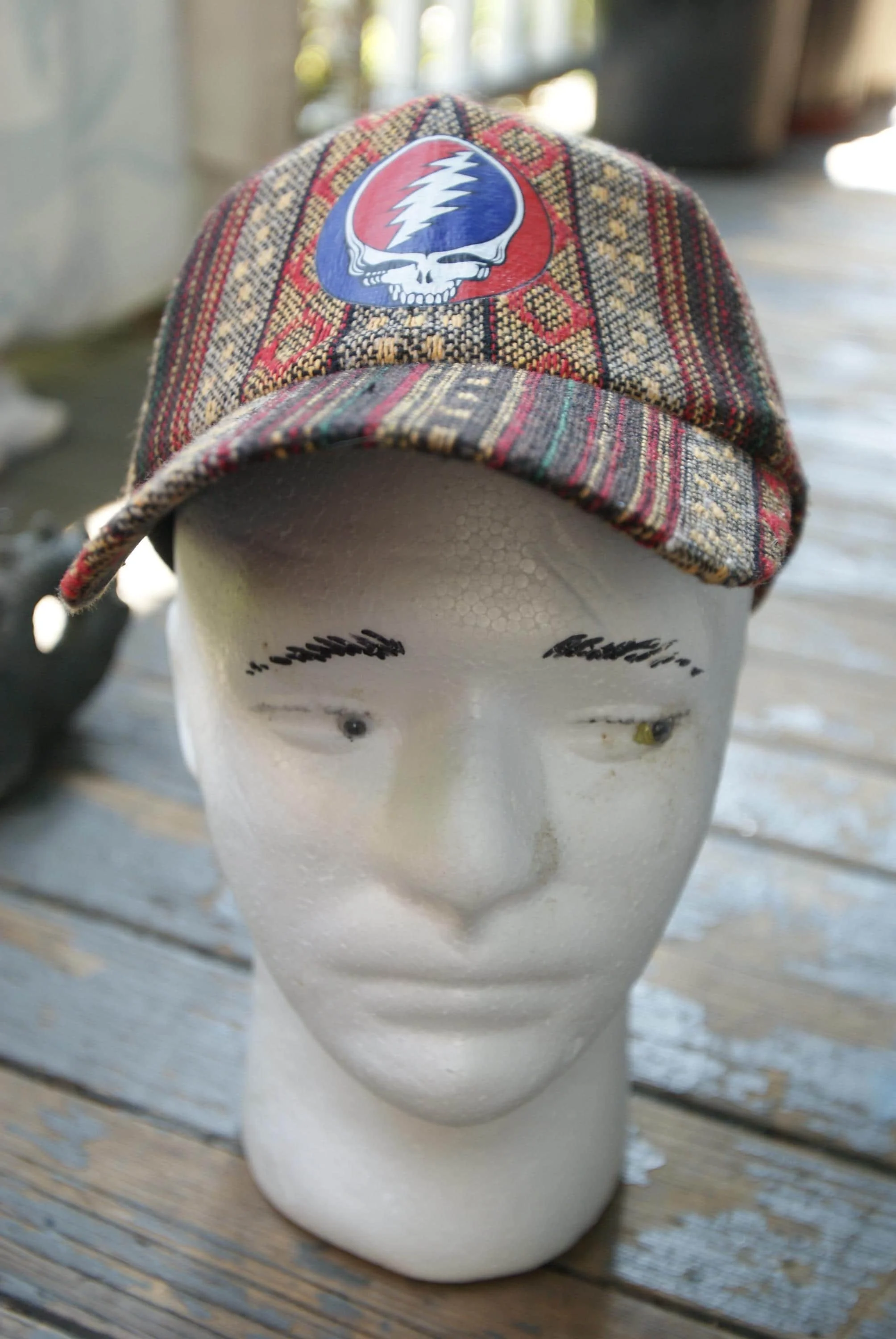 Grateful Dead Stealie Cap Boho Style | Upcycled Deadhead Hat | Adjustable Festival Cap | Clean Statement Headwear