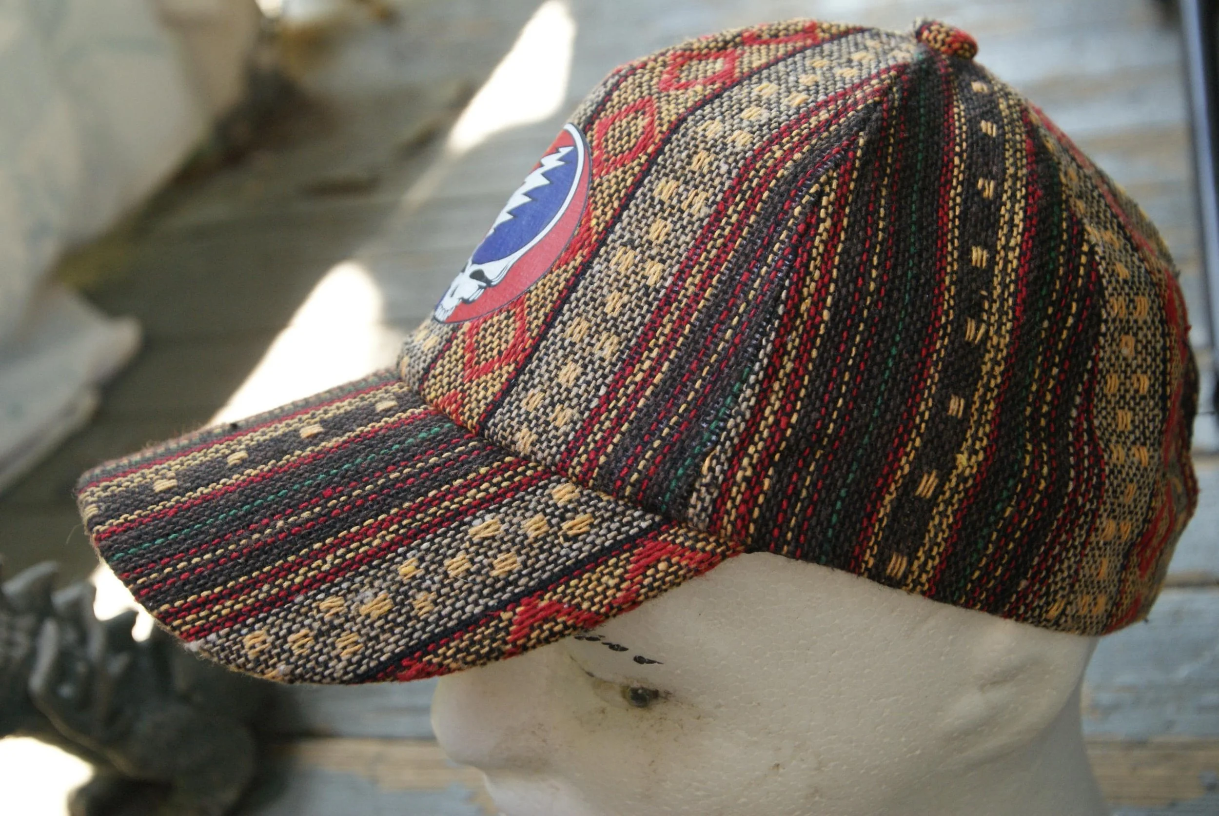 Grateful Dead Stealie Cap Boho Style | Upcycled Deadhead Hat | Adjustable Festival Cap | Clean Statement Headwear