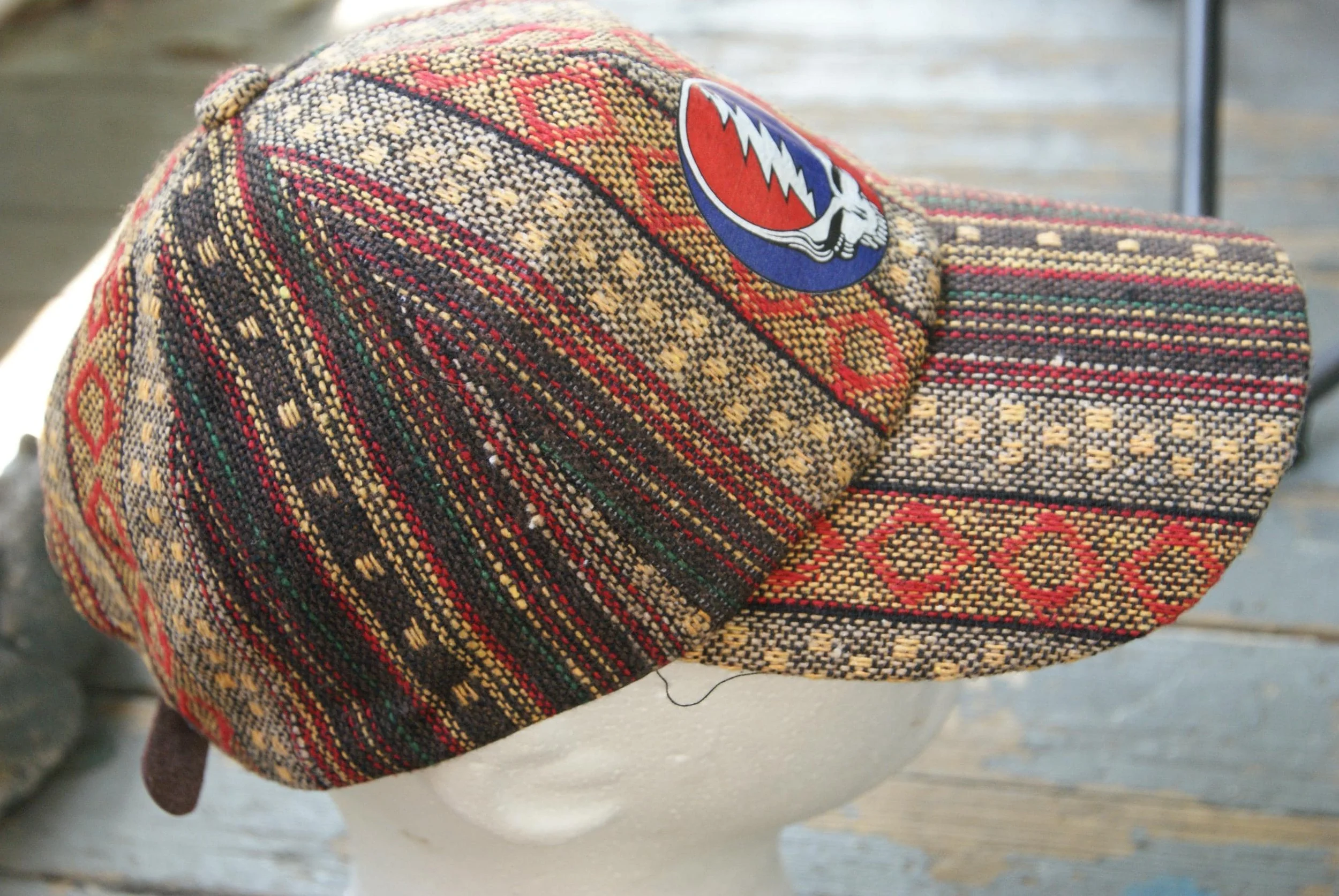 Grateful Dead Stealie Cap Boho Style | Upcycled Deadhead Hat | Adjustable Festival Cap | Clean Statement Headwear