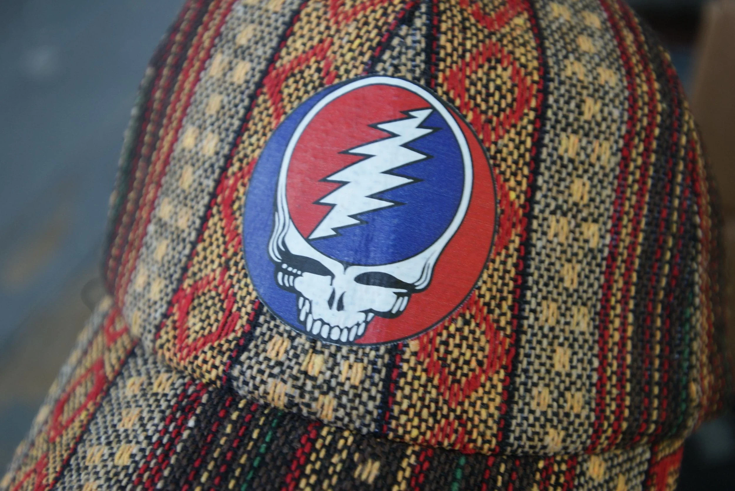 Grateful Dead Stealie Cap Boho Style | Upcycled Deadhead Hat | Adjustable Festival Cap | Clean Statement Headwear