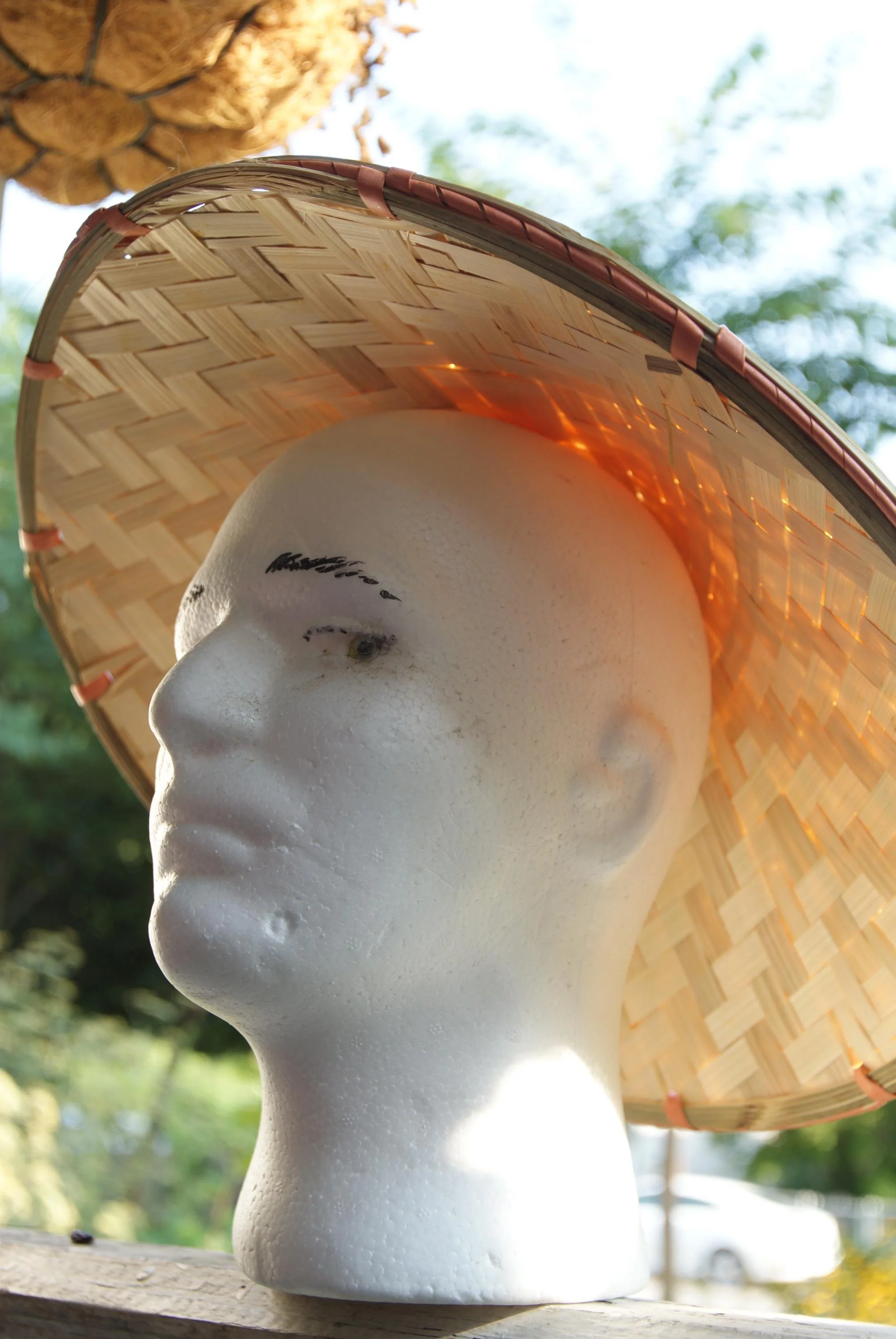 Traditional Asian Flower Weave Conical Hat, Woven Palm Leaf Sun Hat, Field Shelter Series, Handwoven Natural Fiber Hat