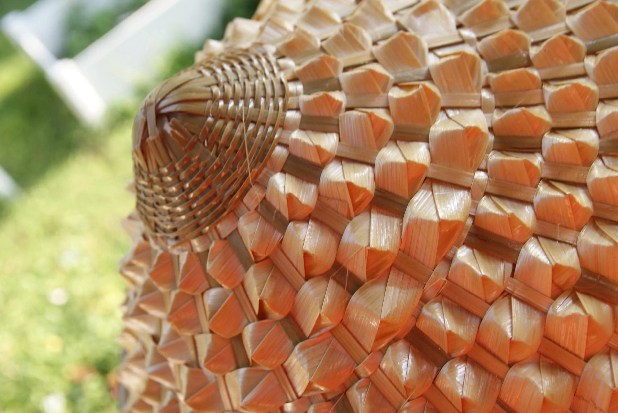Traditional Asian Flower Weave Conical Hat, Woven Palm Leaf Sun Hat, Field Shelter Series, Handwoven Natural Fiber Hat
