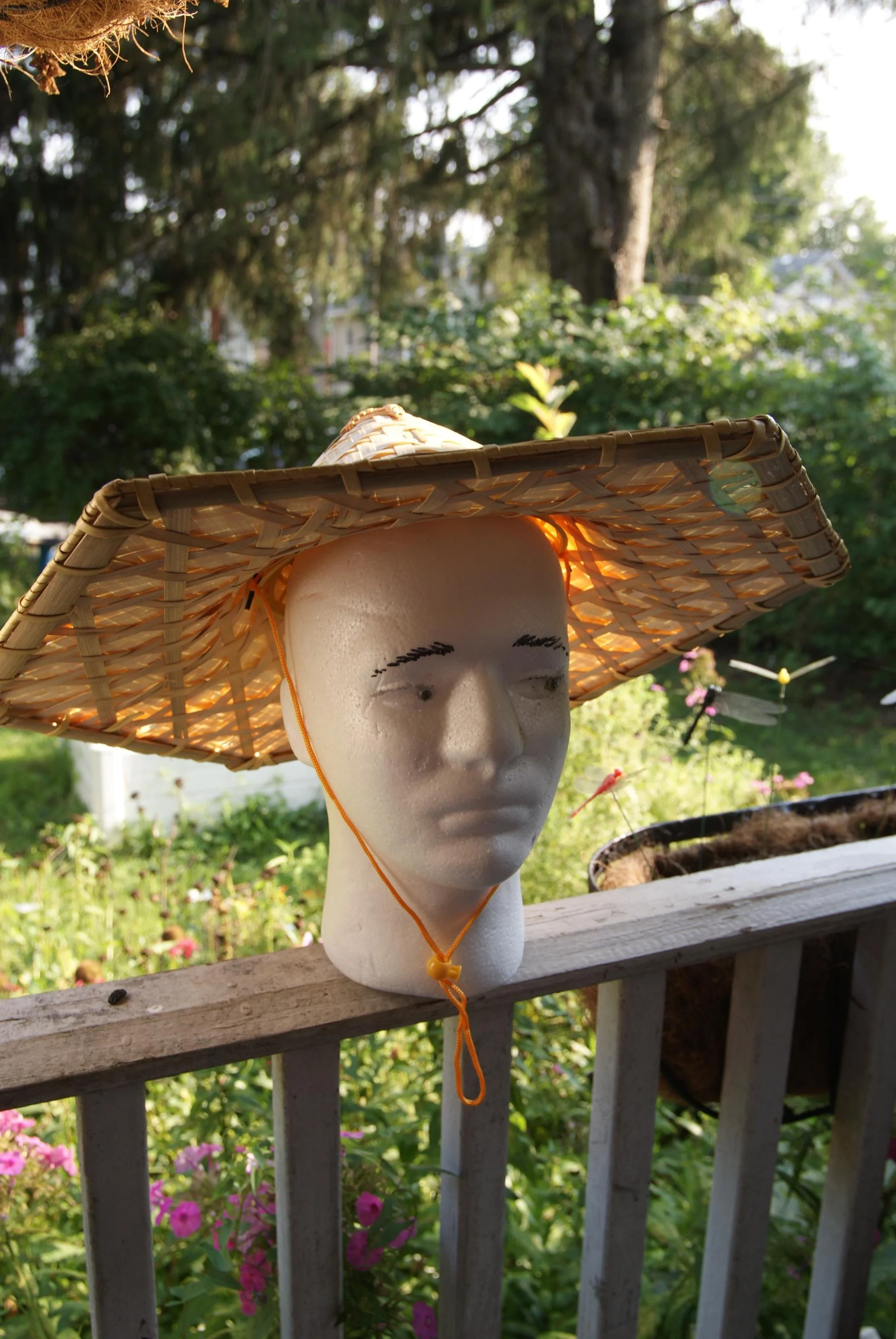 Hexagonal Bamboo Sun Hat, Six Sided Asian Conical Hat, Woven Natural Fiber Field Shelter