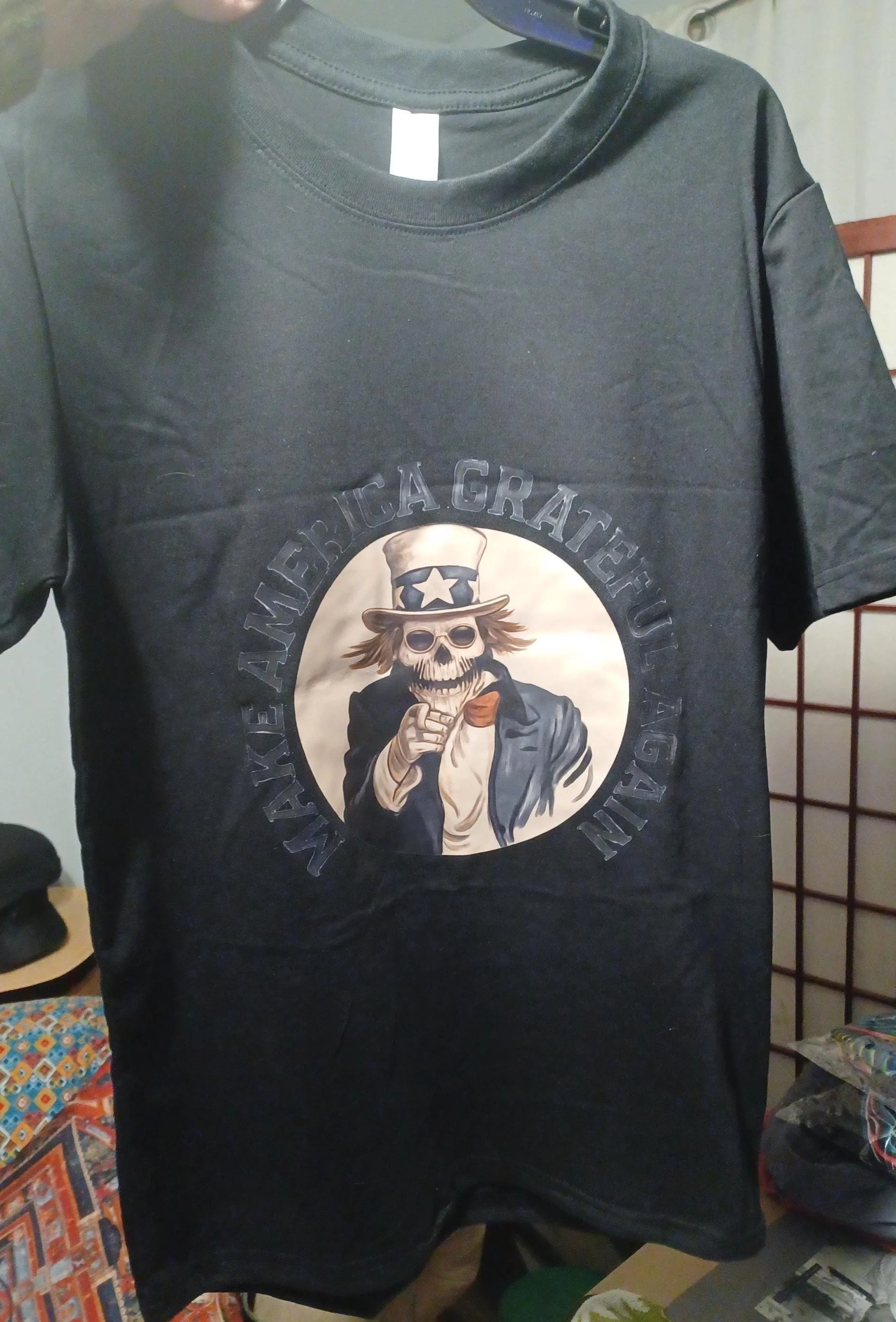 Make America Grateful T-Shirt | Grateful Dead Inspired Psychedelic Tee | Black Cotton Festival Shirt | Deadhead Concert Apparel