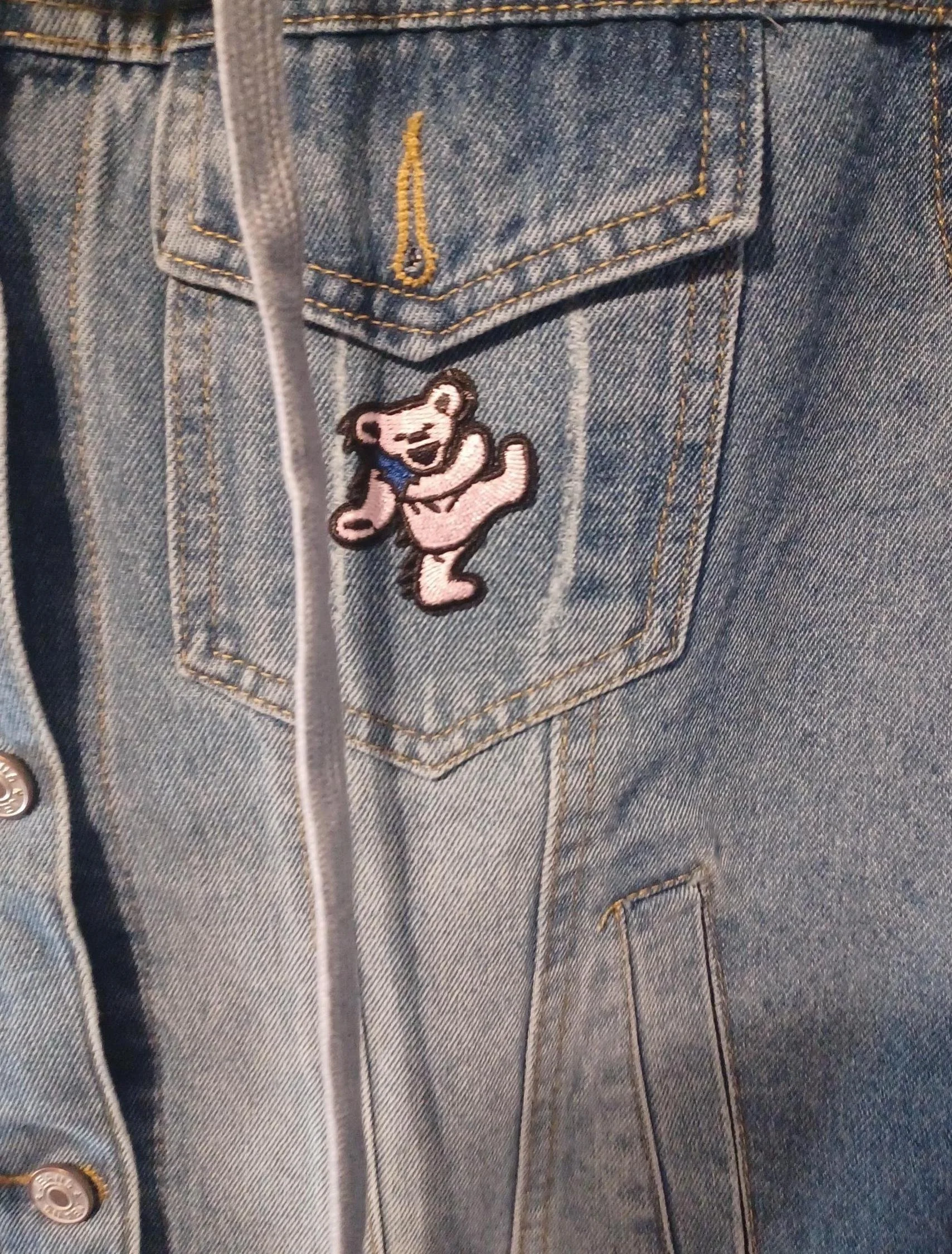 Grateful Dead Denim Jacket Womens Large | Dancing Bear Lightning Bolt OOAK Archive Artifact