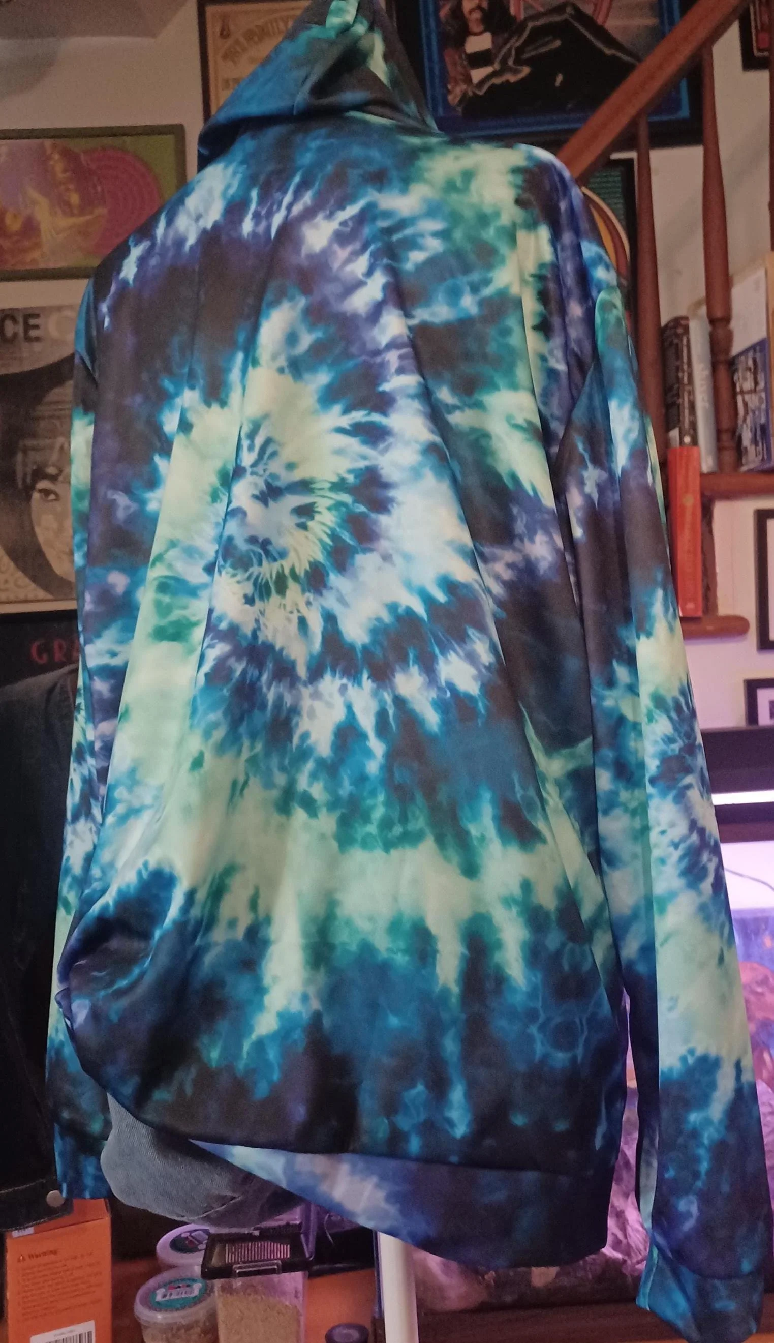 Grateful Dead Blue Tie Dye Hoodie | Massive 16" Stealie Front Graphic | Lightweight Festival | Psychedelic Deadhead Sweatshirt | Small Batch