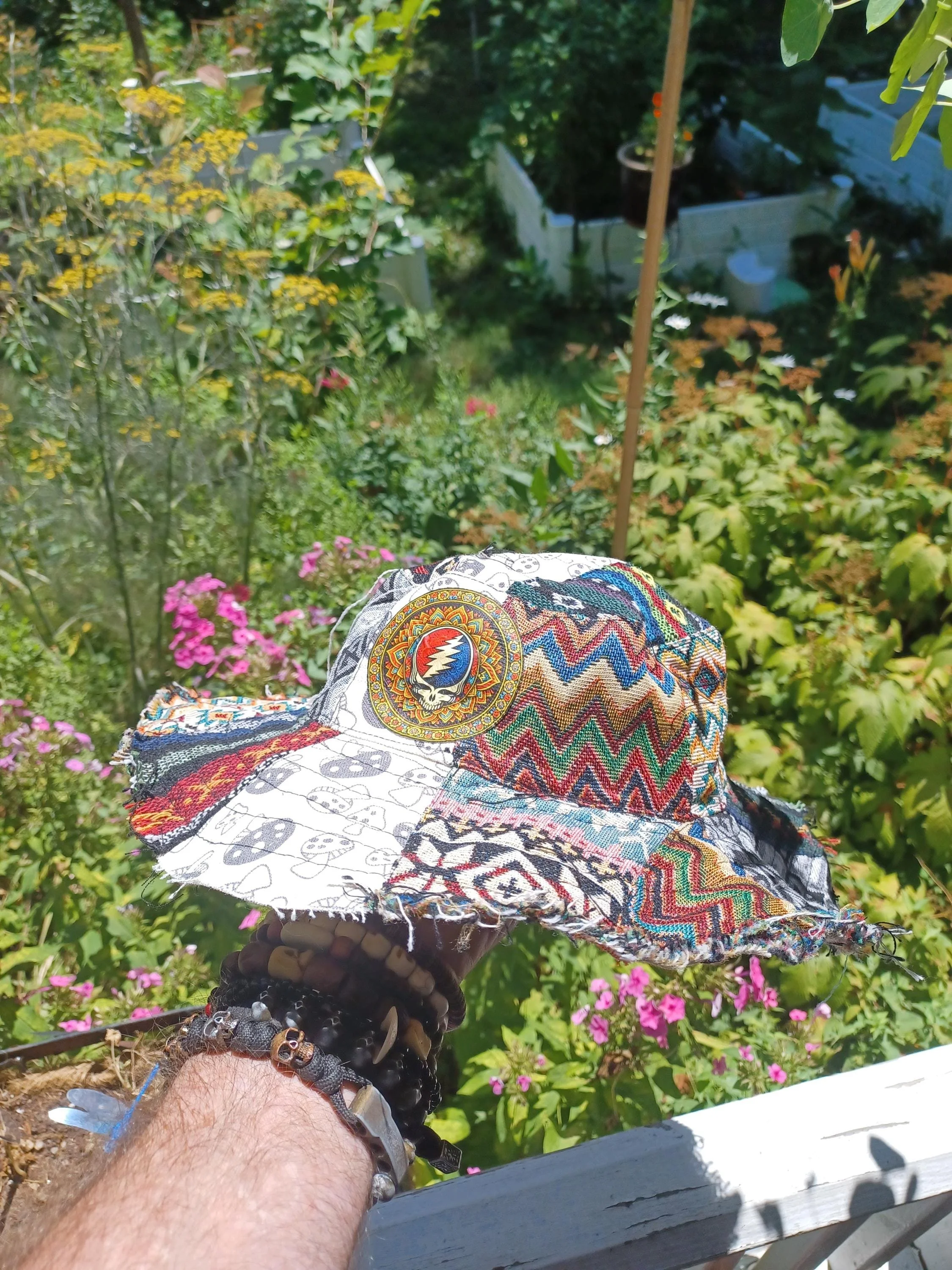 Grateful Dead Mandala Stealie Hippie Patchwork Stash Bucket Hat | Festival Hat | Small Batch Artifact | store-core