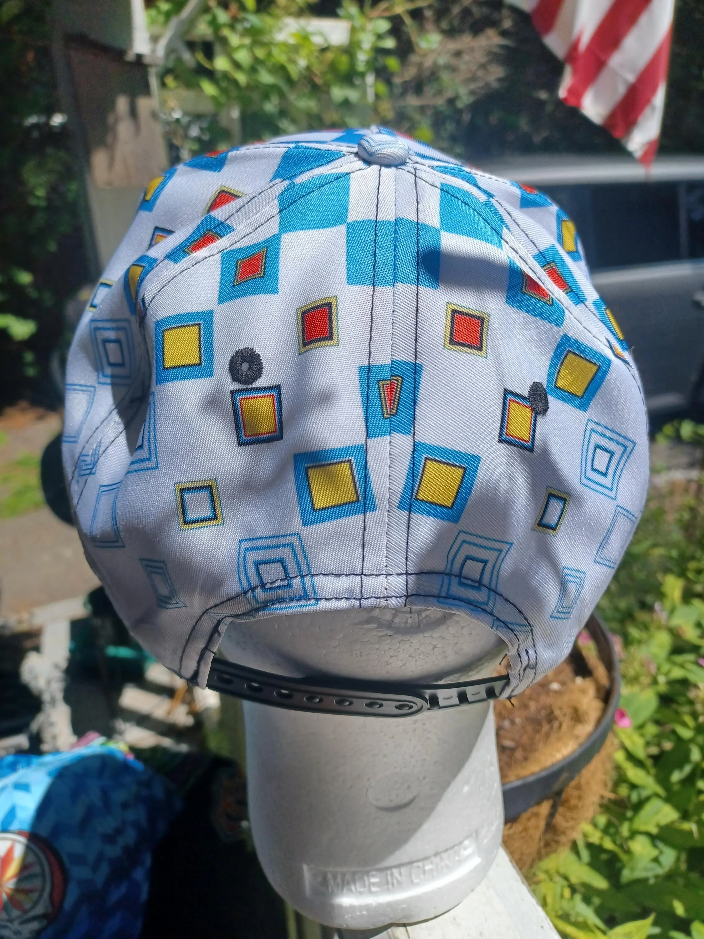 JRAD White Geometric Snapback Hat | Joe Russo's Almost Dead Stealie Bass Drum Head | Psychedelic Festival Cap... One of One and sexy