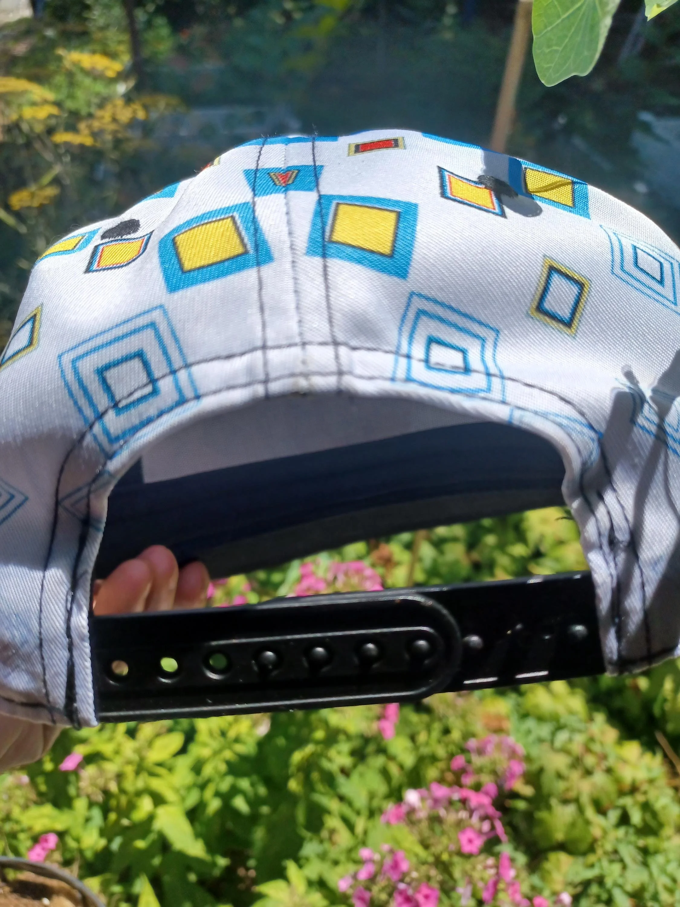 JRAD White Geometric Snapback Hat | Joe Russo's Almost Dead Stealie Bass Drum Head | Psychedelic Festival Cap... One of One and sexy