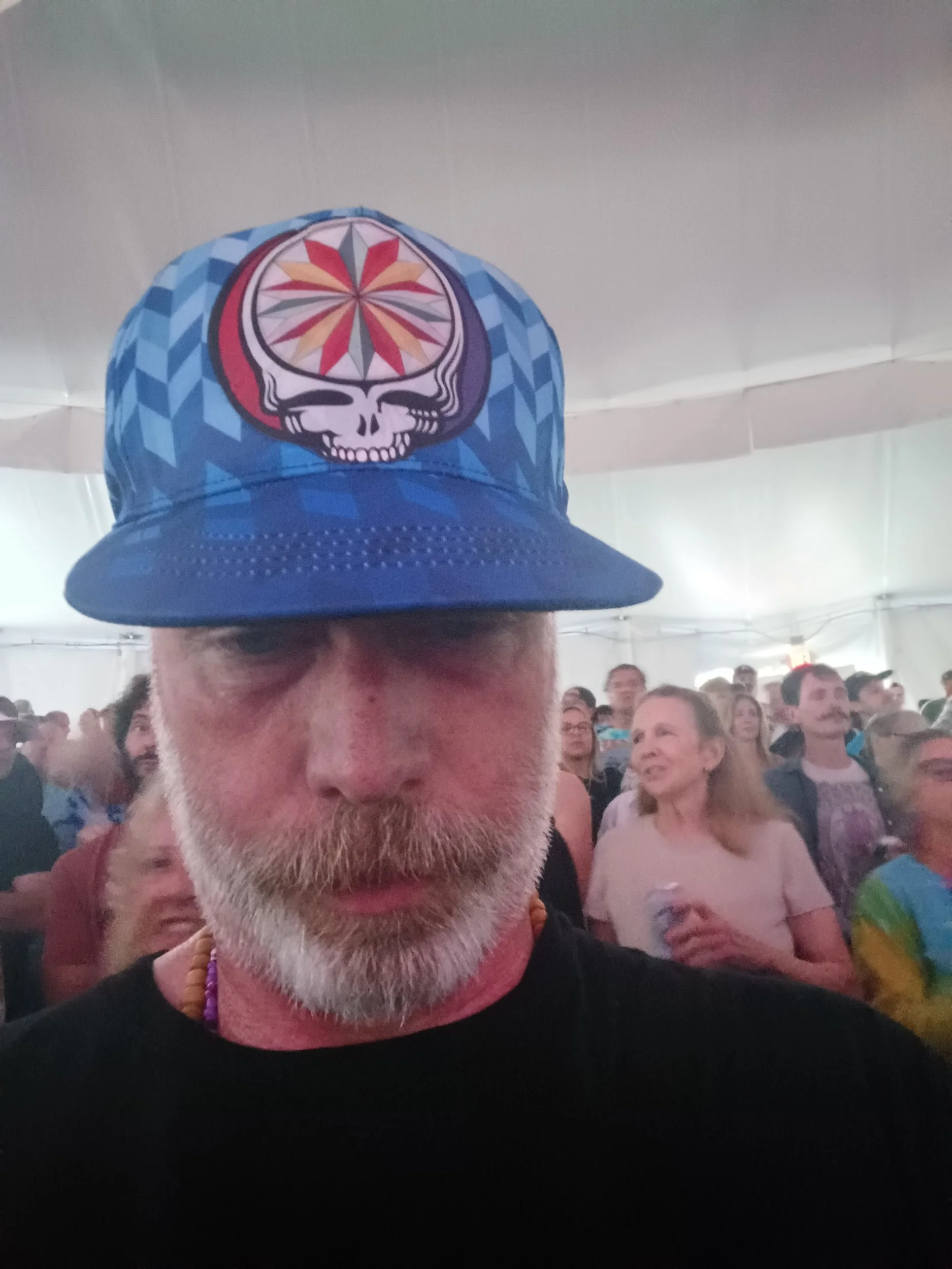 JRAD Steal Your Face on a blue psychedelic hat