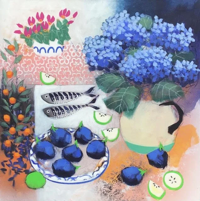 Blue Hydrangea and Figs