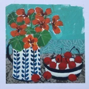 Nasturtiums and Cherries