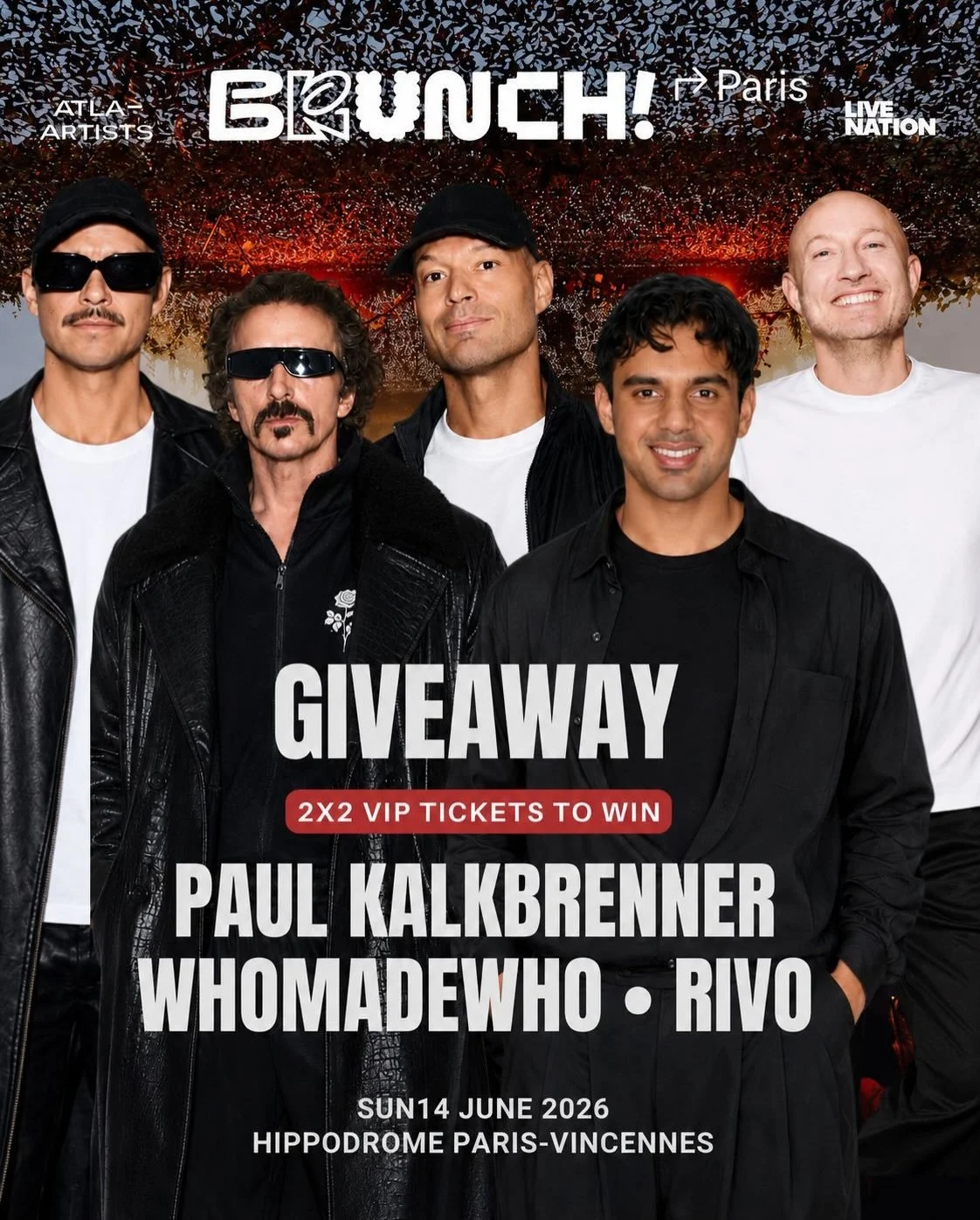 🚨VIP TICKET GIVEAWAY 🚨

On June 14, @iampaulkalkbrenner, @whomadewho &amp; @rivo take over @brunchfrance_ for an unforgettable day of music in Paris !

We're giving away:

🎟️2 &times; 2 VIP Tickets

To enter:
- Follow @nu.techno , @technomelodico 