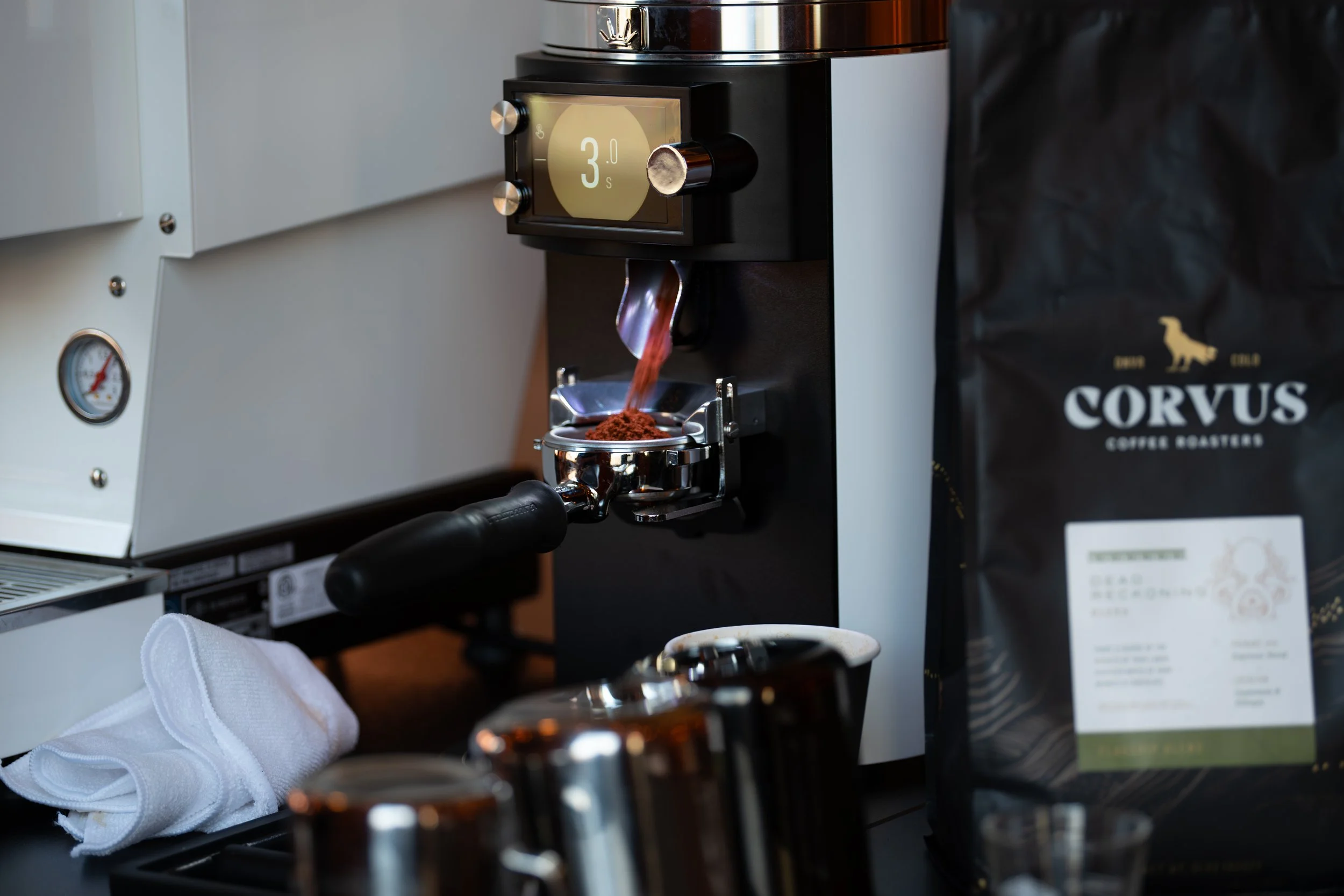 Preamble Coffee Cart Catering in Fort Wayne, Indiana using commercial espresso grinders and premium coffee beans to prepare tasty espresso recipes.