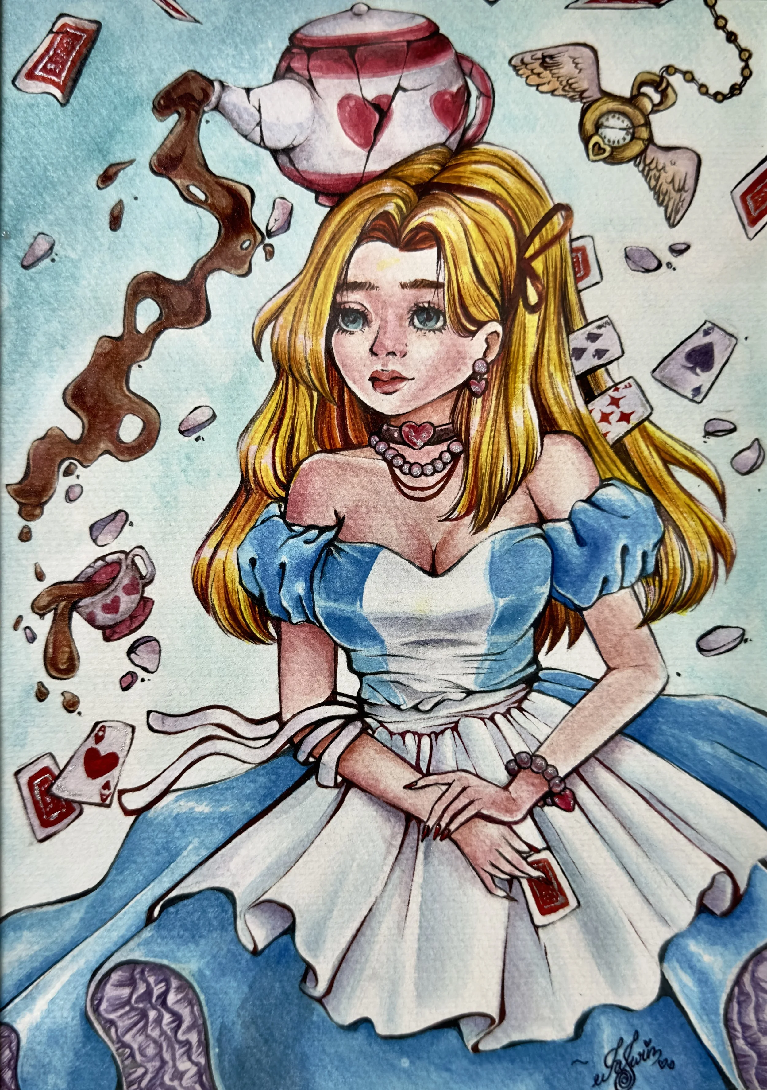 Alice in Wonderland | 2024

Watercolours; A4 

Original inspired by Artist @Lord_Gris on Instagram