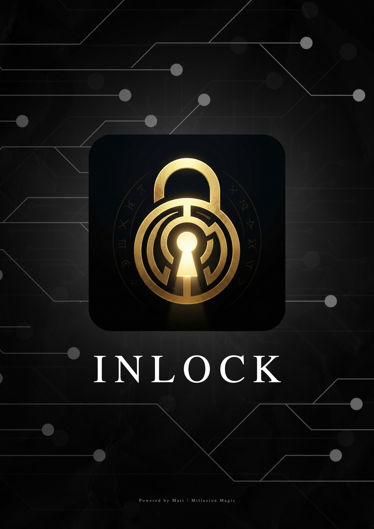 A digital graphic with a black background featuring a gold lock icon in the center, surrounded by some circled symbols and lines. The word "UNLOCK" is written below the lock in white capital letters.
